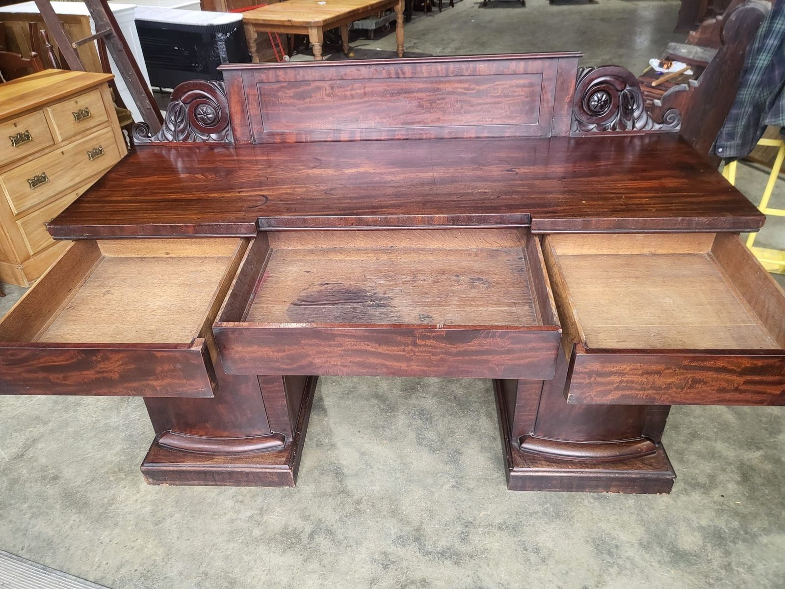 Antique Edwardian Victorian Mahogany Twin Pedestal Sideboard Drawers Wine Drawer photo buy