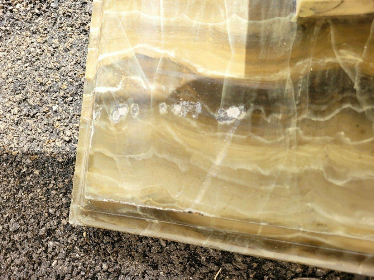 2 Painted Faux Marble Side Tables Gold Sofa Ends, 20th Century photo 950.0