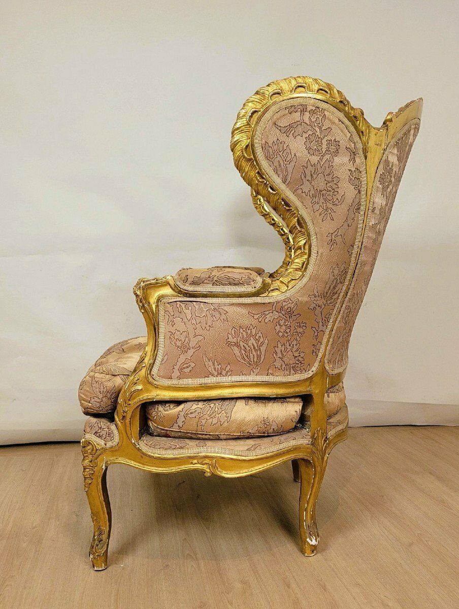 Furniture Louis XV Style Gilded Wood Shepherdess, 19th Century photo