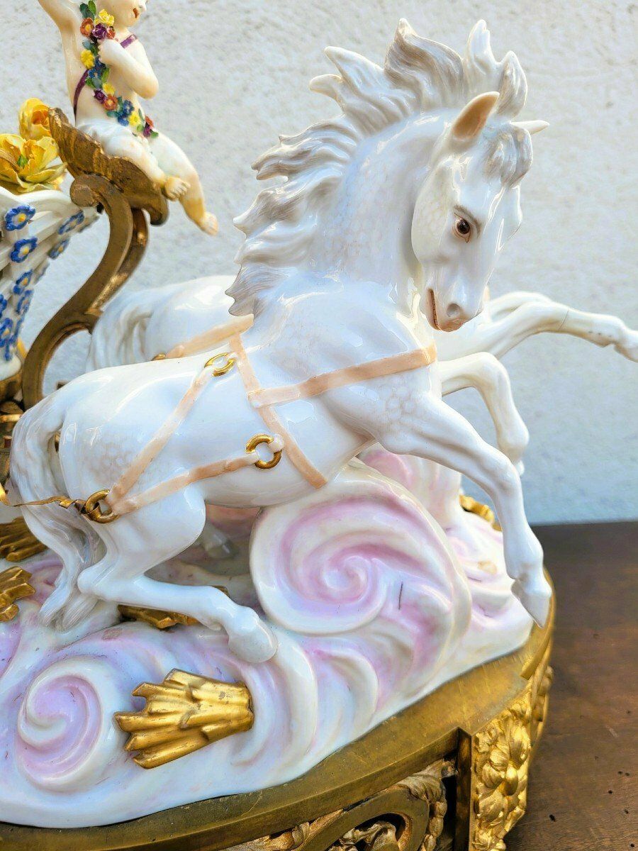 Meissen, Putto Driving A Flower Cart, 19th Century photo furniture