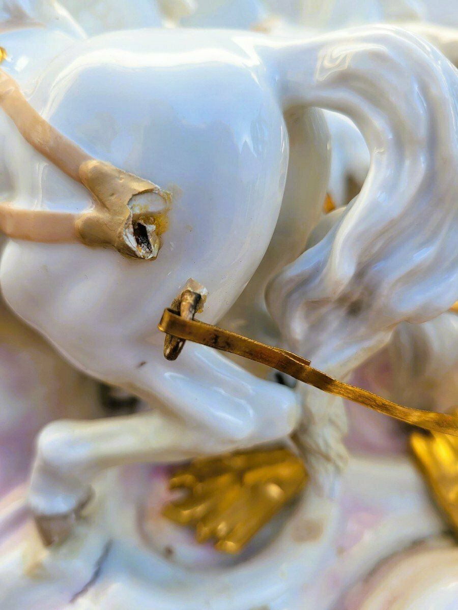 2400.0 Meissen, Putto Driving A Flower Cart, 19th Century photo