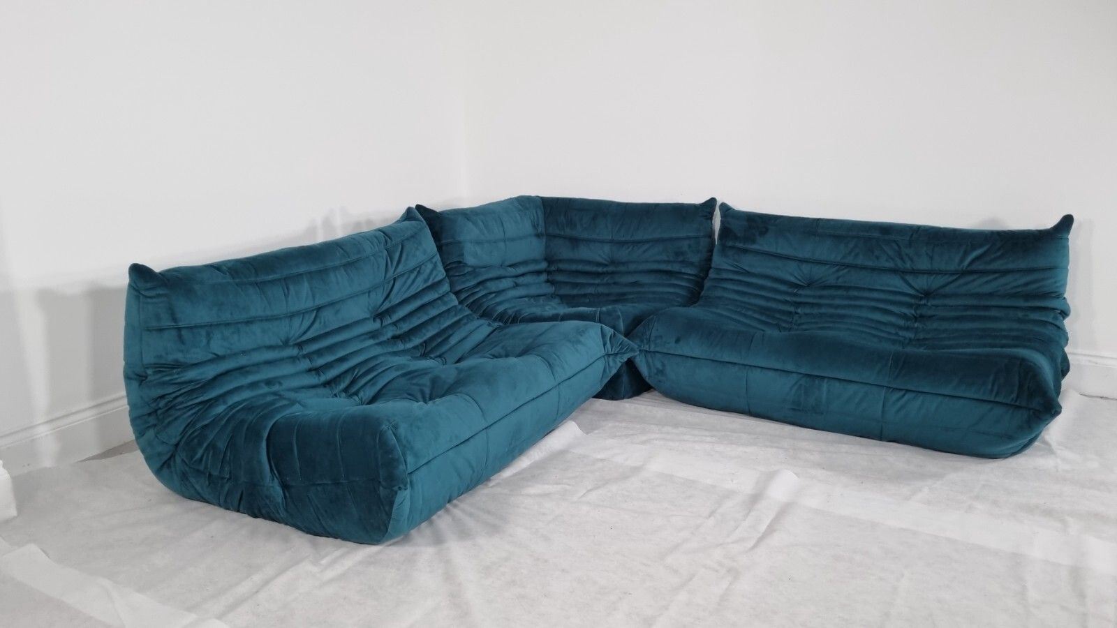 Stunning Ligne Roset Togo Suite 2x2 Seater And Corner In Green Teal Velvet photo 7080.0