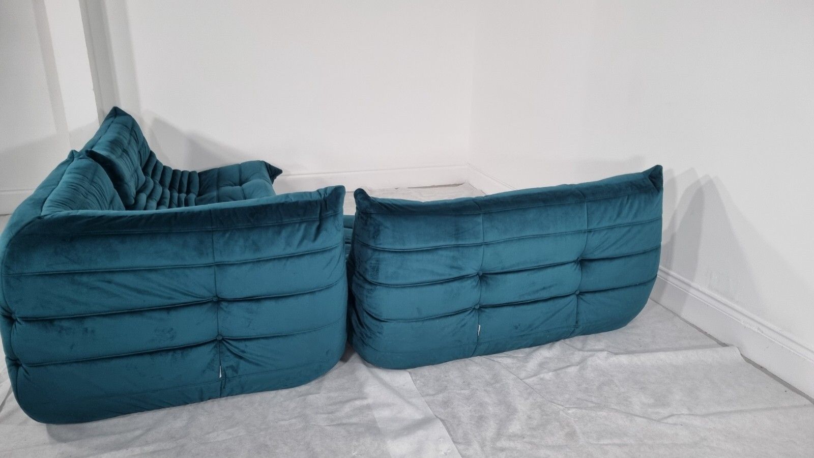 Furniture Stunning Ligne Roset Togo Suite 2x2 Seater And Corner In Green Teal Velvet photo