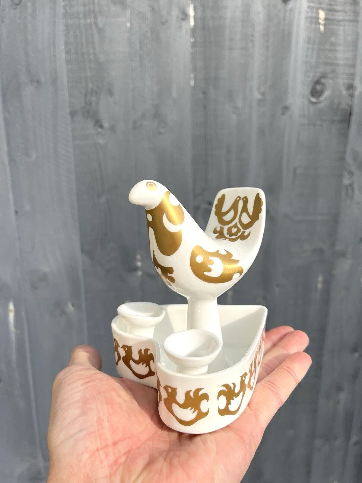 Highland Fine Bone China Stylised Bird Scandi Style Twin Taper Candle Holder Mcm photo vinterior