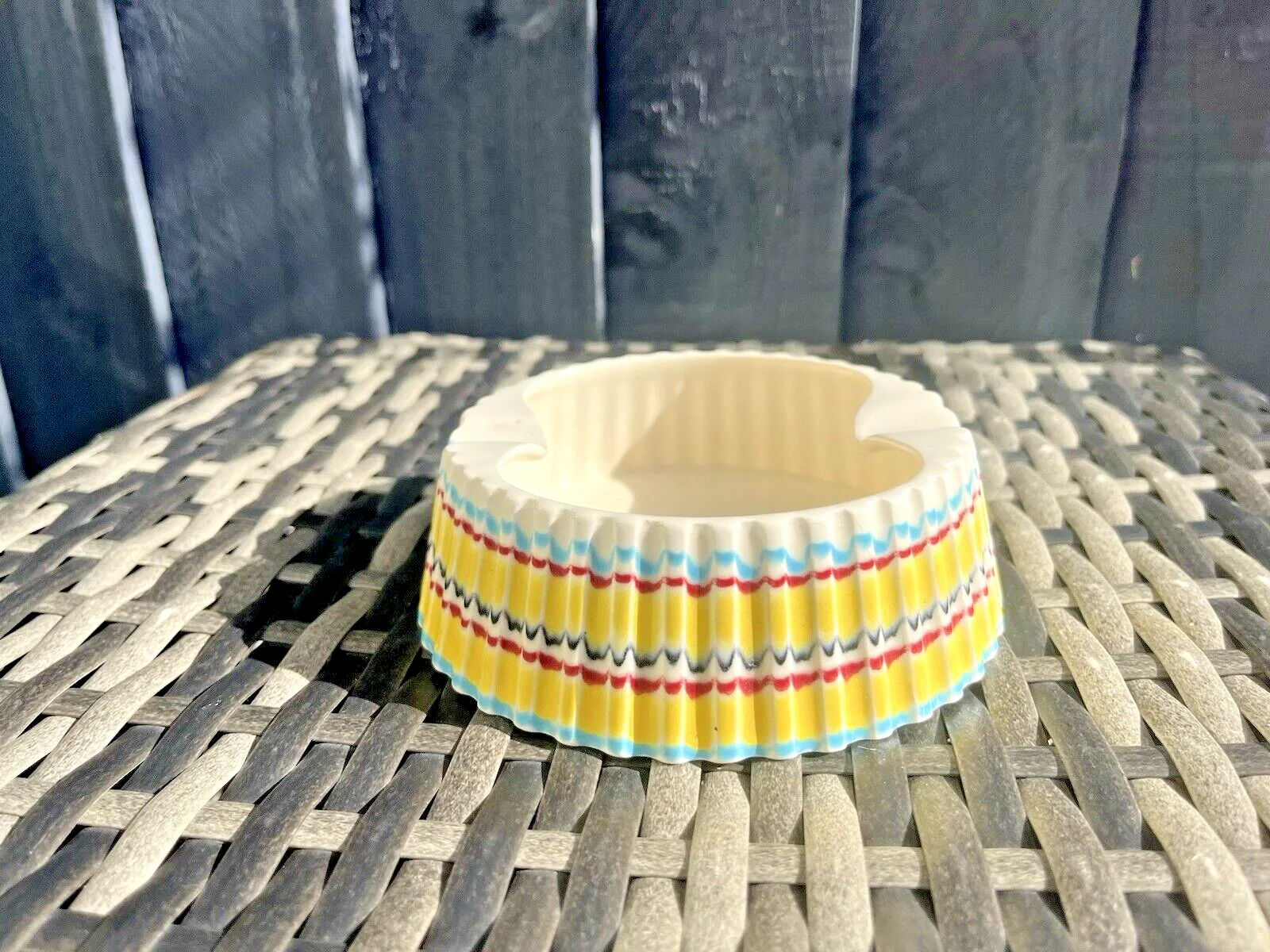 Mid Century Modern 60's Hornsea Rainbow John Clappison 540 Ribbed Retro Ashtray photo for sale