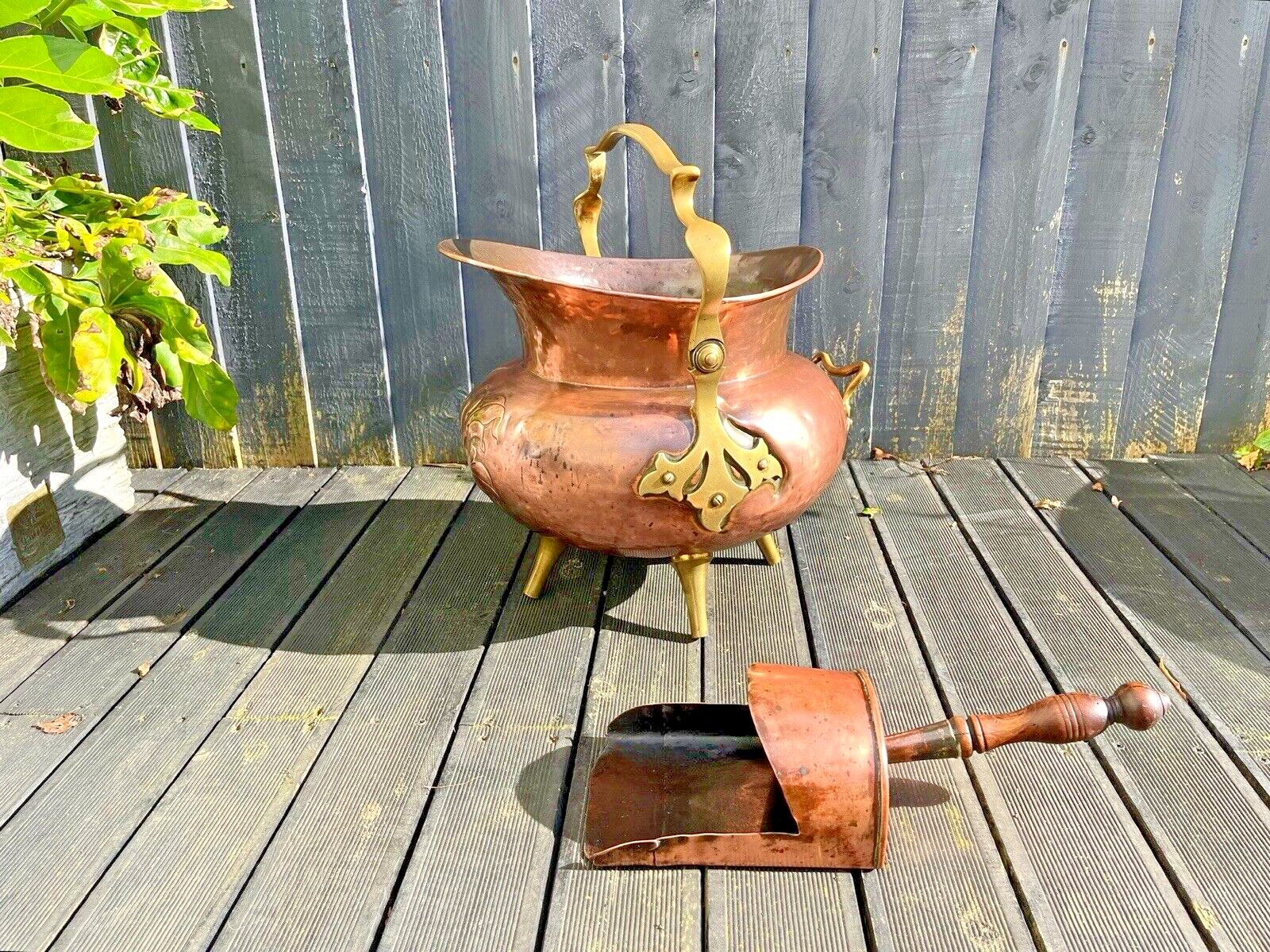 Antique Arts & Crafts Copper Brass Coal Bucket Benham Froud Christopher Dresser