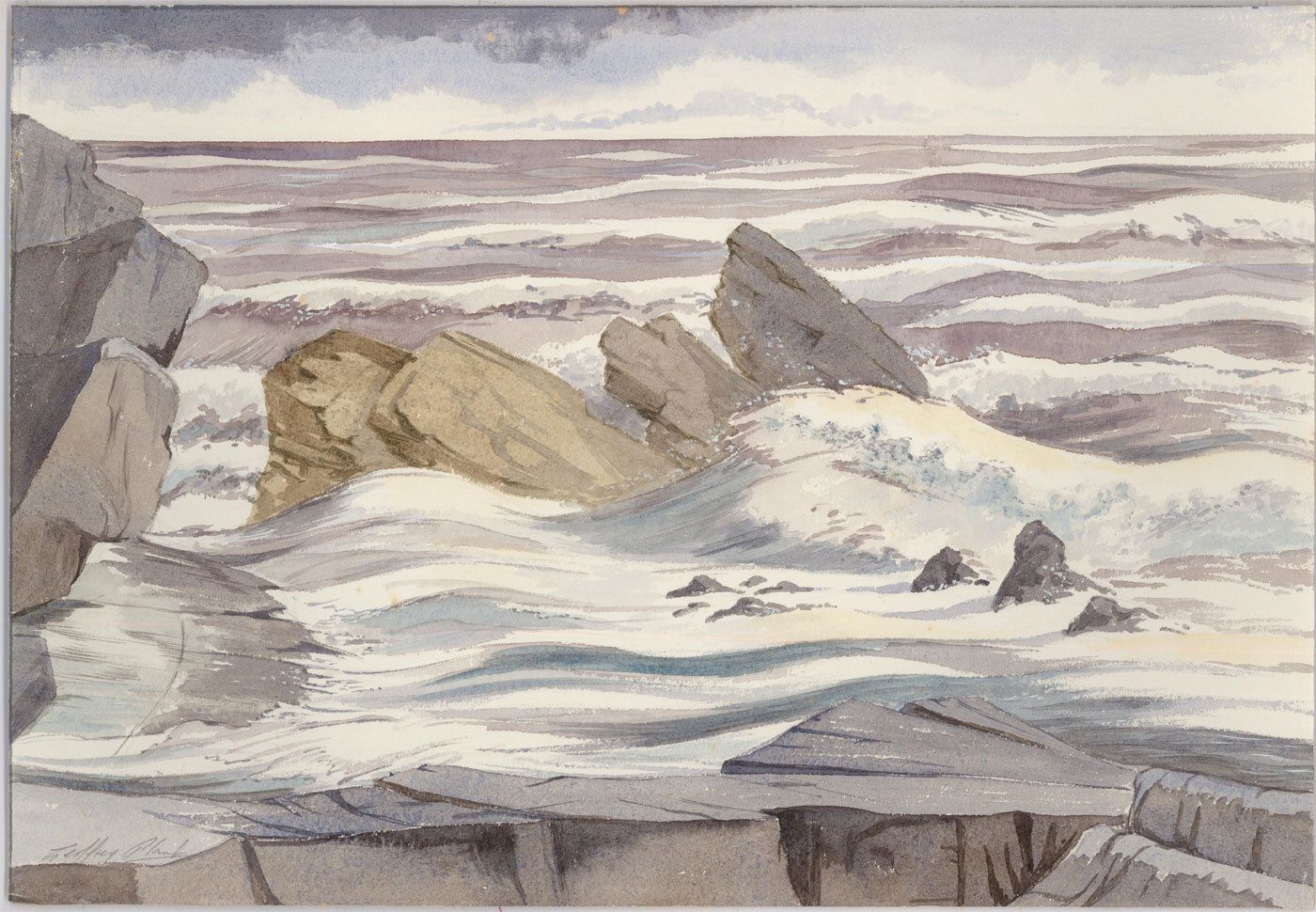 Geoffrey Plant (1939 2000) 20th Century Watercolour, Storm Sea photo furniture