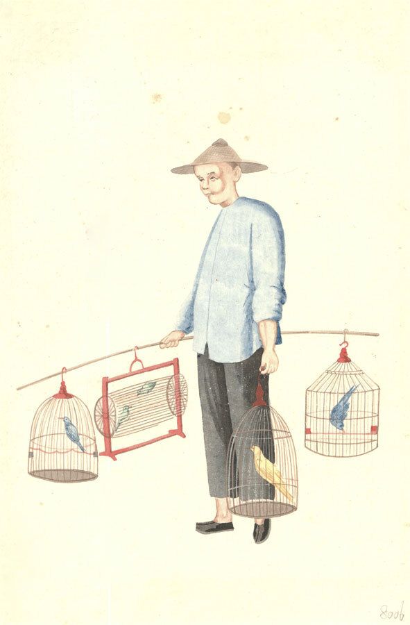 Early 20th Century Watercolour The Bird Catcher photo furniture