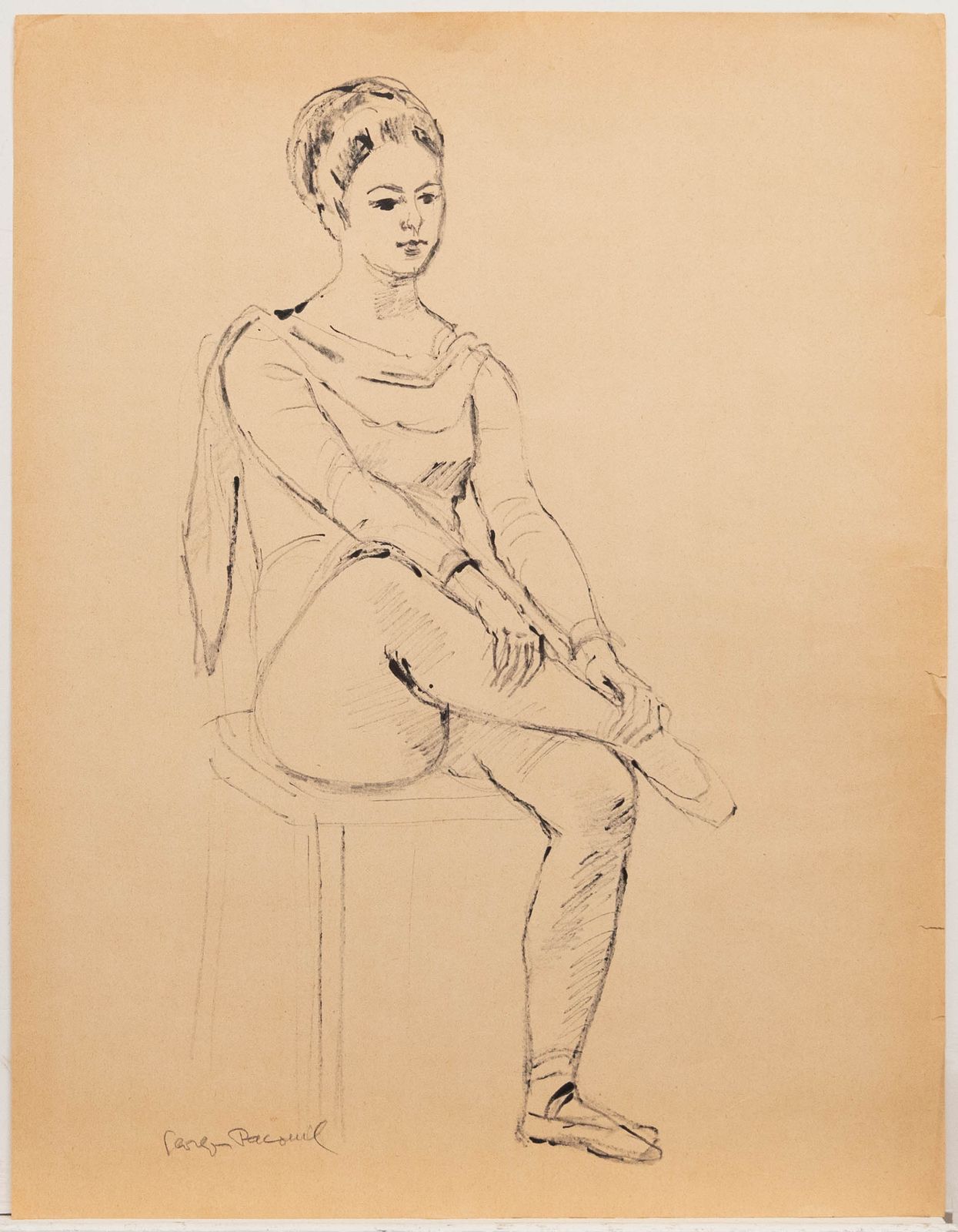 Georges Pacouil (1903 1996) Mid 20th Century India Ink, Ballet Shoes photo furniture