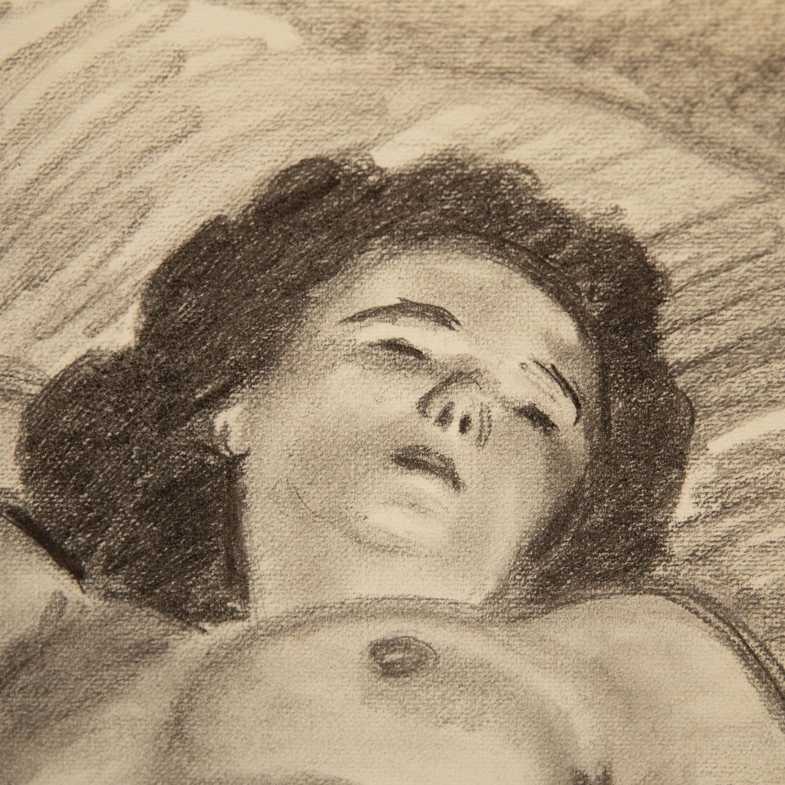 Georges Pacouil (1903 1996) Mid 20th Century Charcoal Drawing, Nude On Bed photo for sale