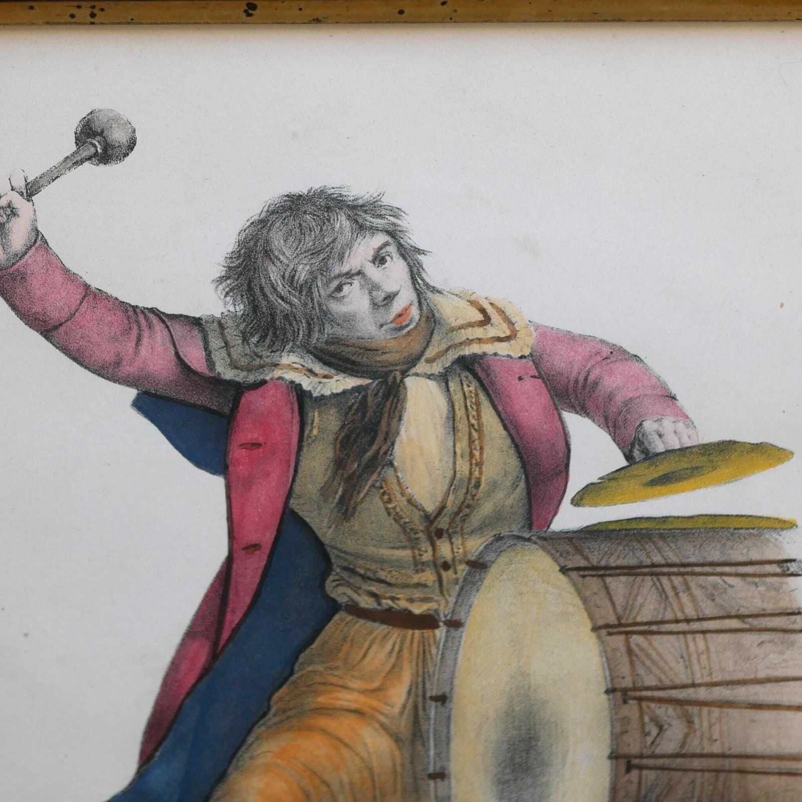 Framed Coloured Antique Lithograph Of Jacques Charles Odry By Alexander Lacauchie From 'Galarie Des Artistes Dramatique' 1840 photo for sale