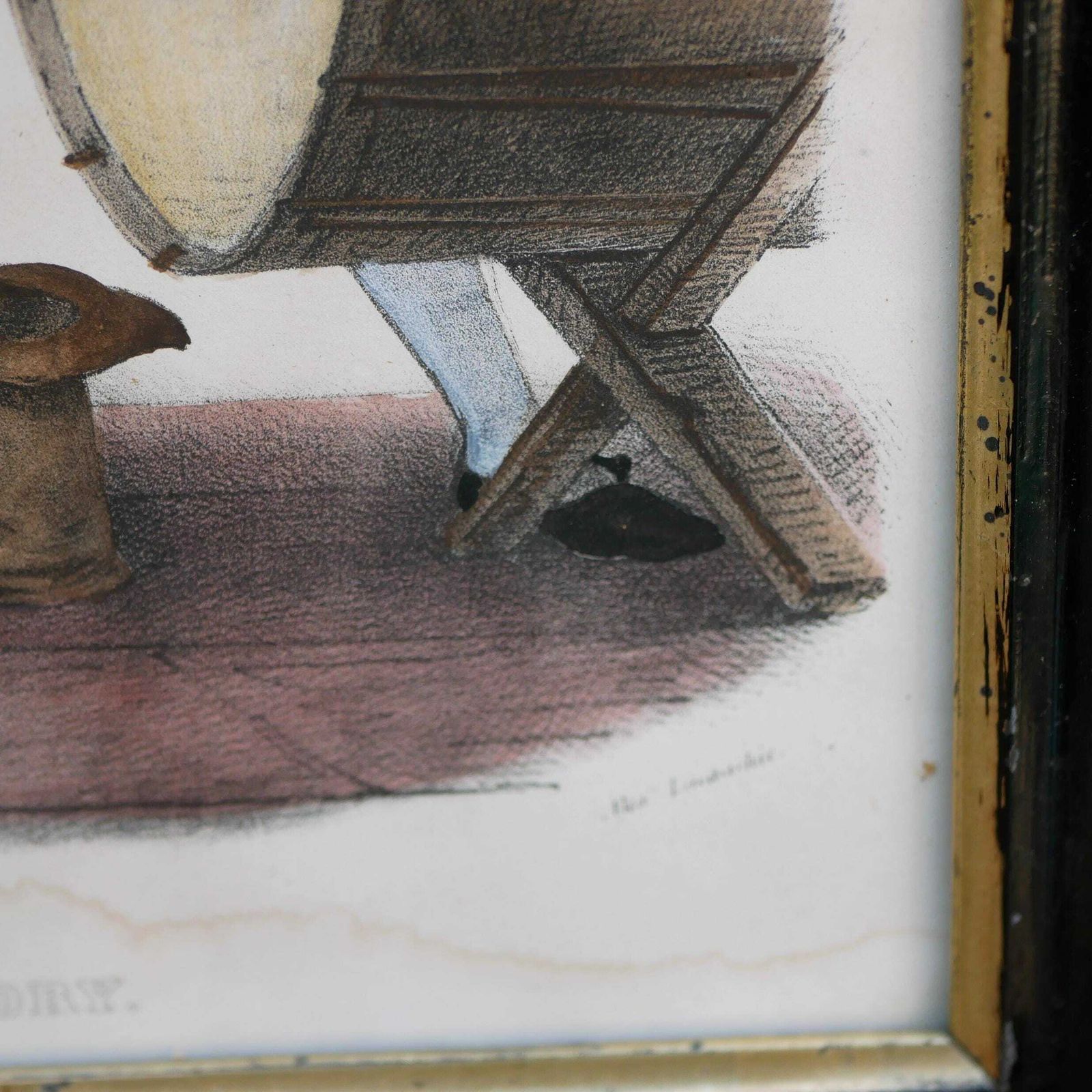 Framed Coloured Antique Lithograph Of Jacques Charles Odry By Alexander Lacauchie From 'Galarie Des Artistes Dramatique' 1840 photo vintage