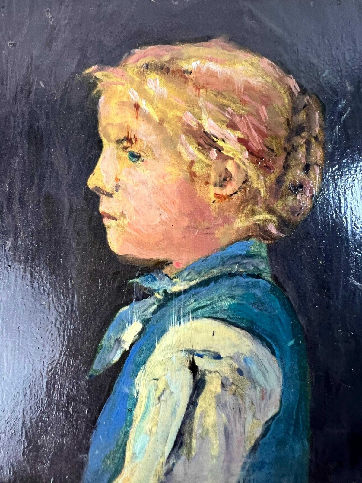 Original 1973 Vintage Miniature Portrait Of A Girl By Friedrich Johann Erismann   Jurer Mädchen, Swiss Art photo Art