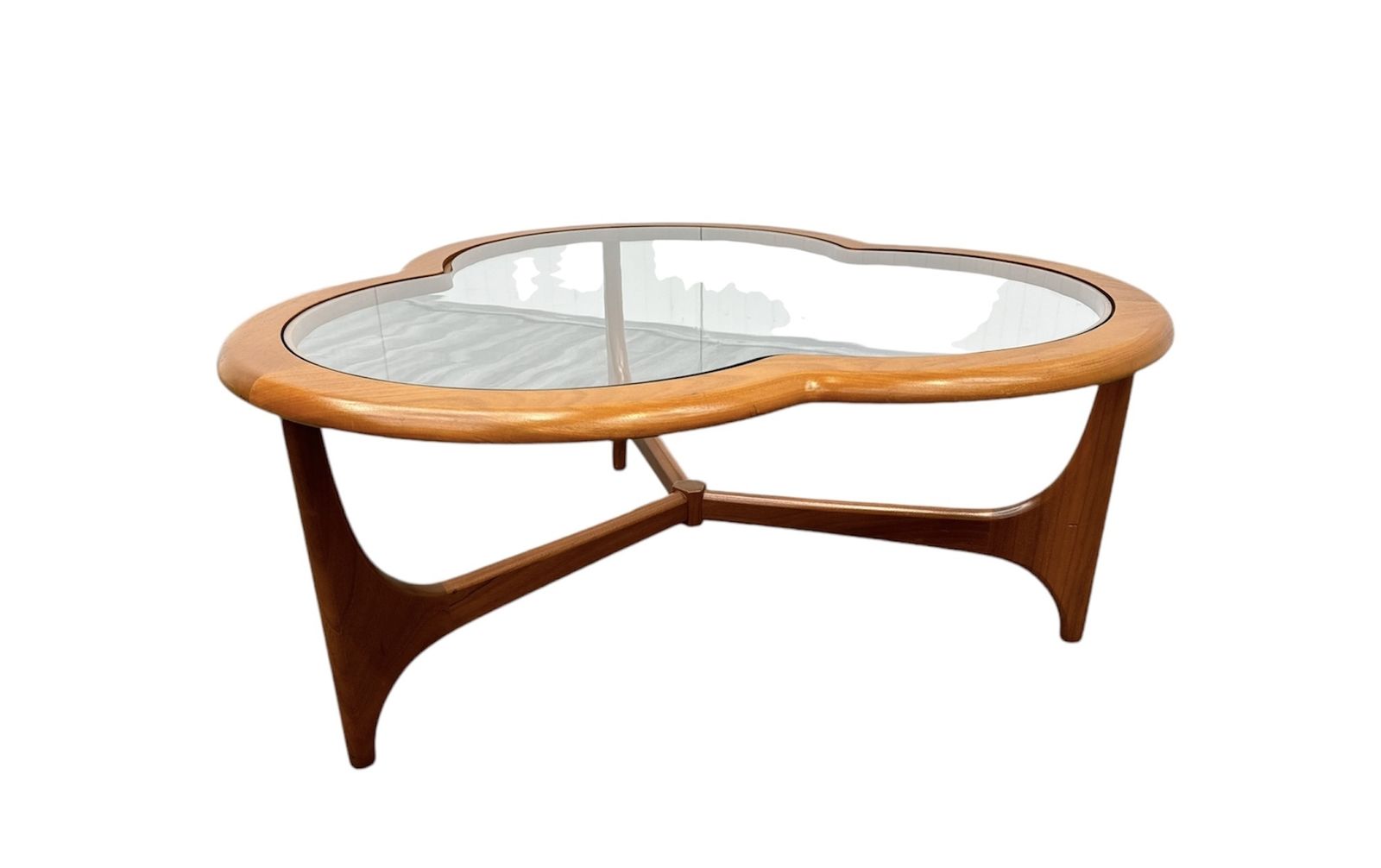 A Stunning  Mid Century Rare Teak & Glass Clover Leaf Coffee Table By Stonehill Of London photo Furniture