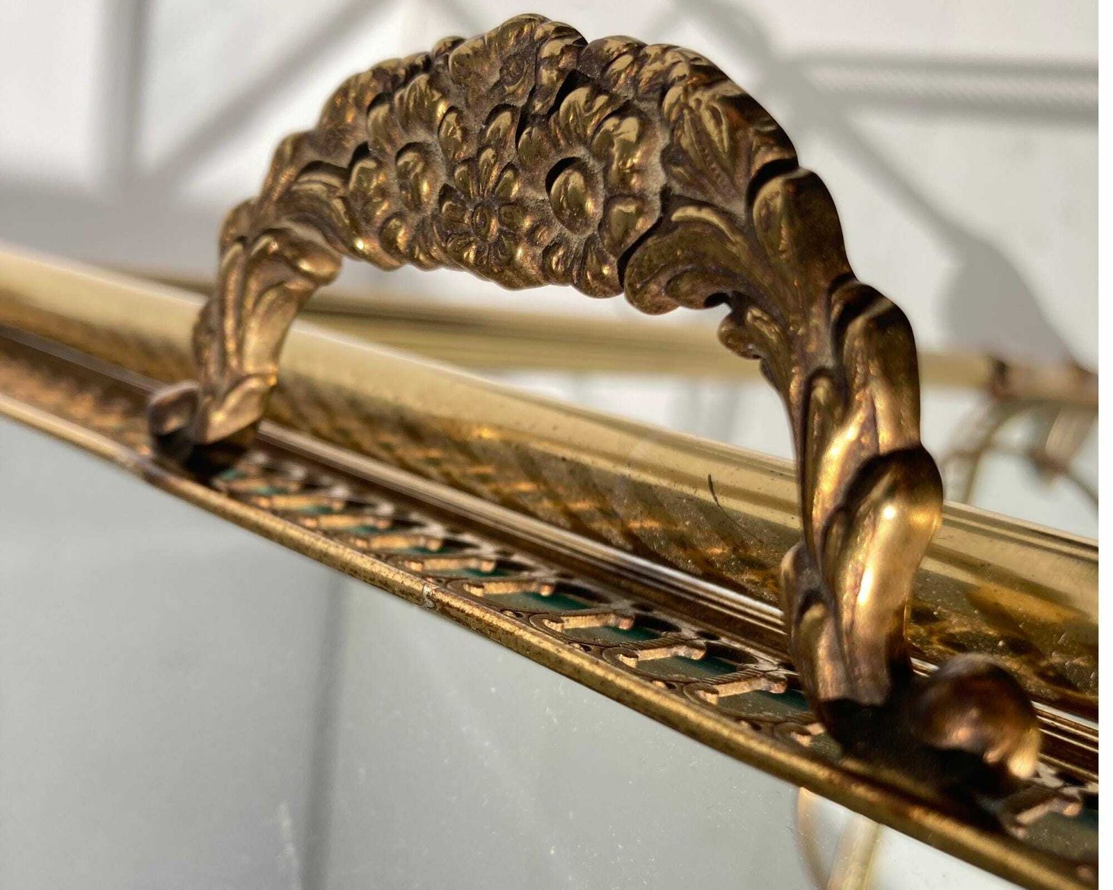 Brass Bar Cart | Removable Tray | 3pcs Bottle Holder photo for sale