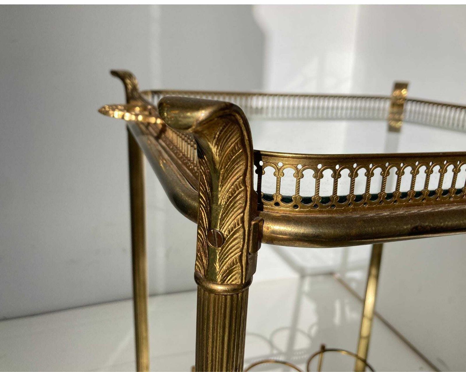 Brass Bar Cart | Removable Tray | 3pcs Bottle Holder photo 634.0