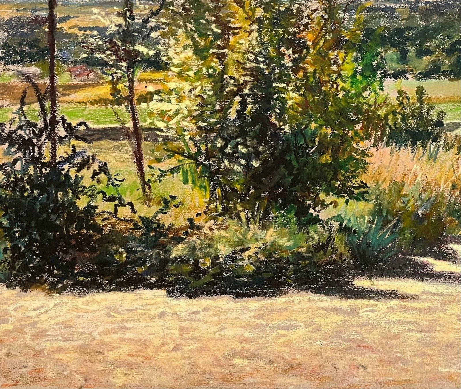 Josine Vignonmid Century French Original Pastel Drawing Of Driveway Gate And Distant Horizon1950's photo vinterior