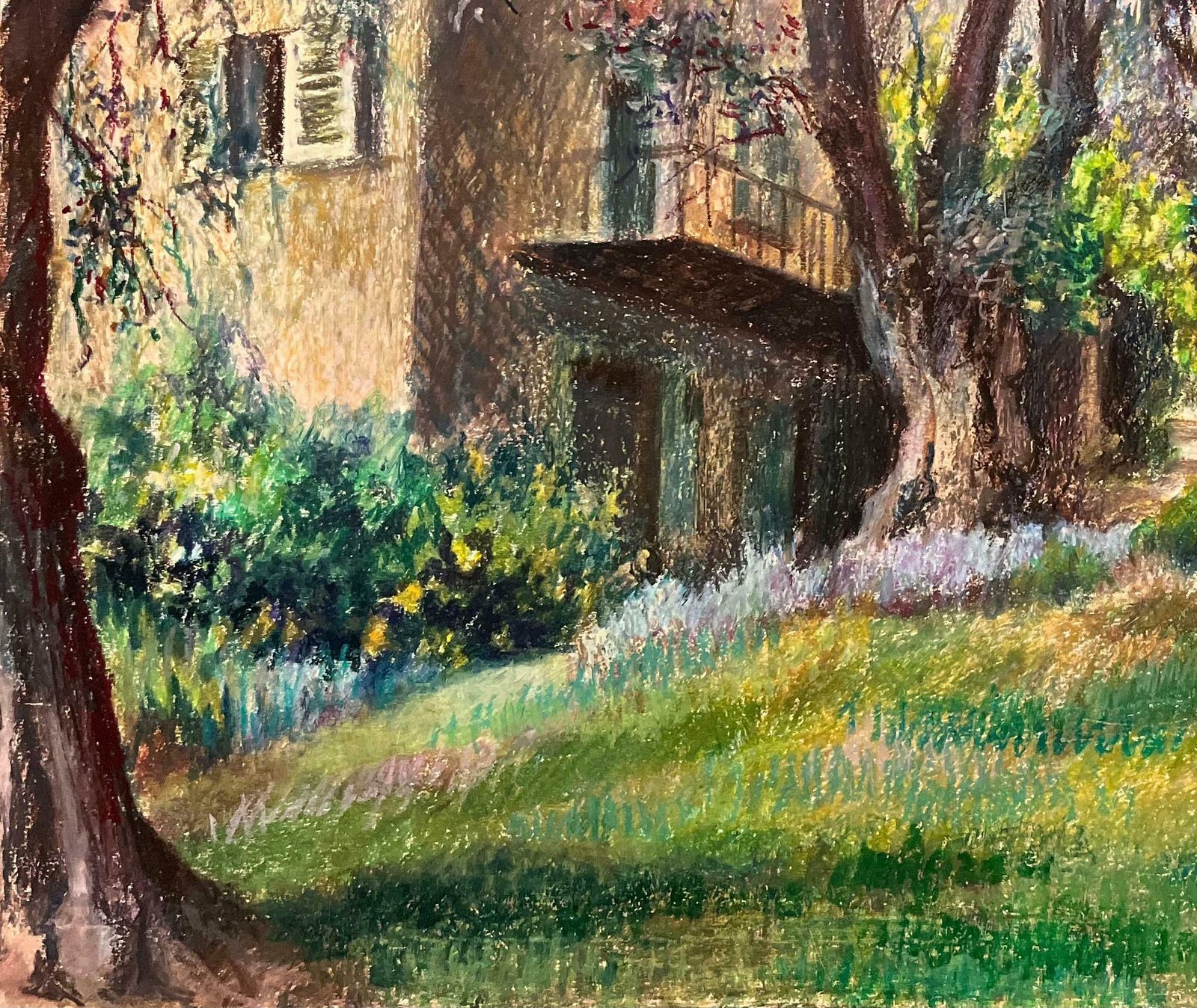 Josine Vignonmid Century French Original Pastel Drawing Of Rustic House And Garden1950's photo vinterior