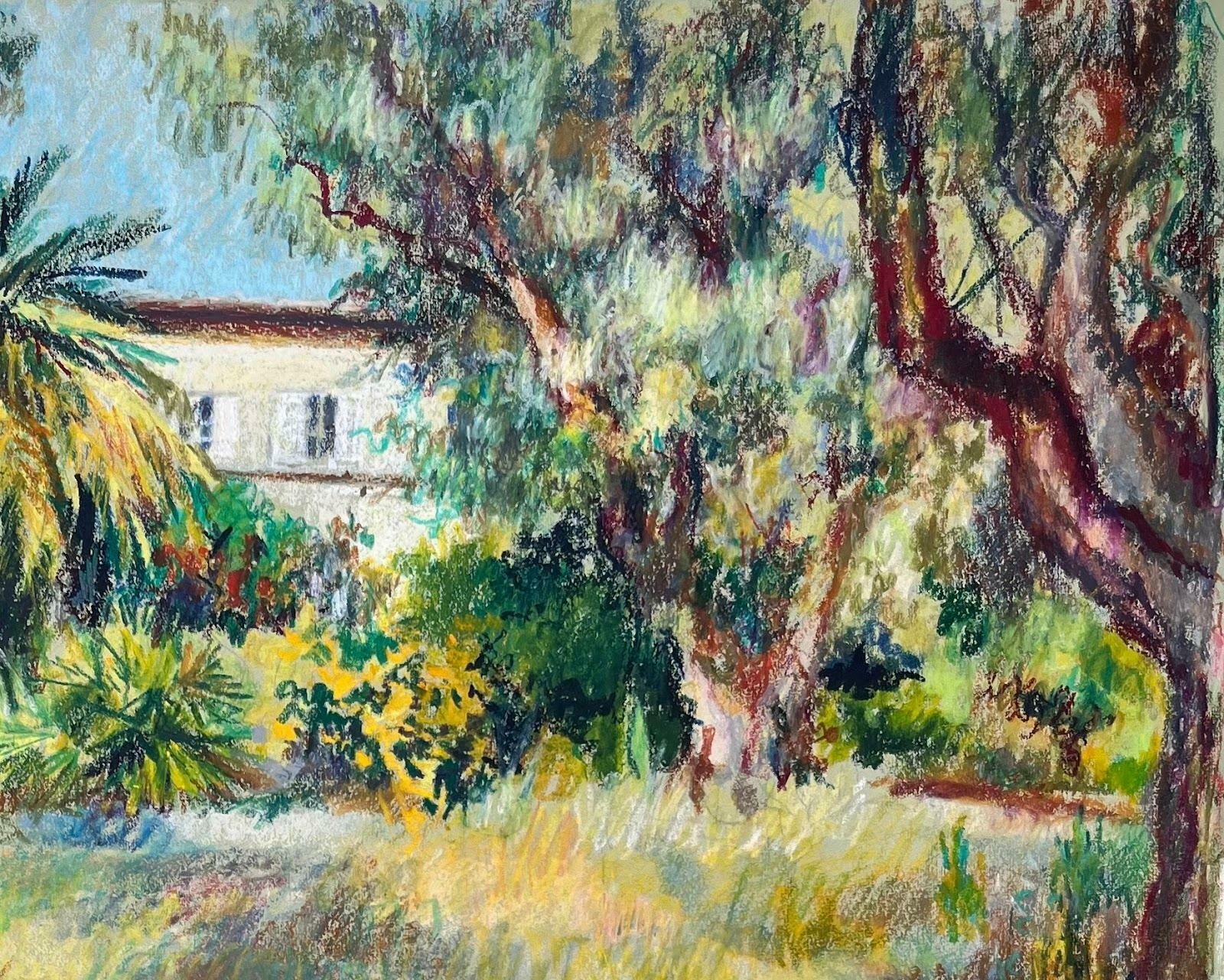 Josine Vignonmid Century French Original Pastel Painting Of Renoir's House In Cagnes Sur Mer1969 photo Art