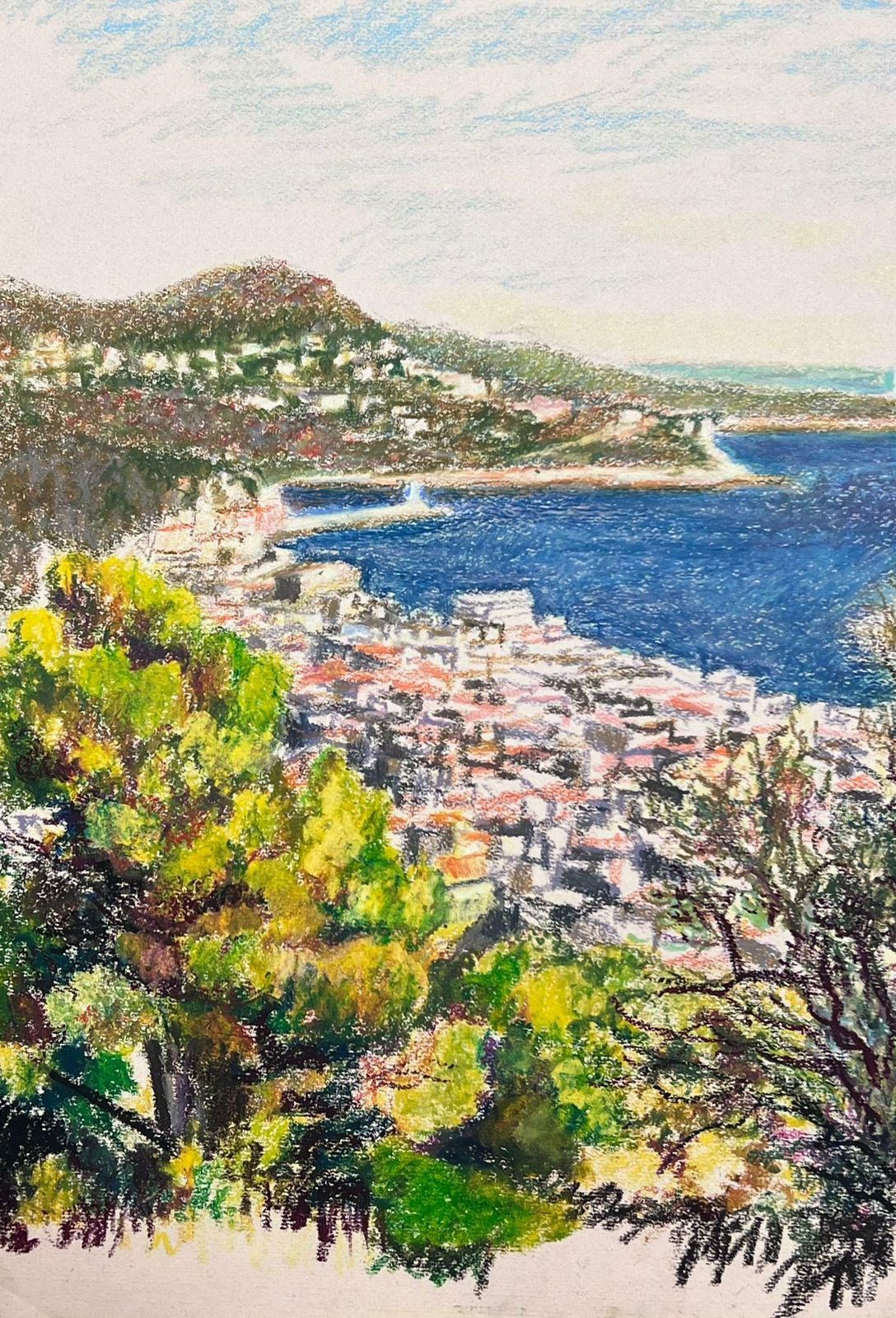 Josine Vignonlarge 1970's French Impressionist Pastel Côte D'azur Nice Landscape1977 photo 875.0