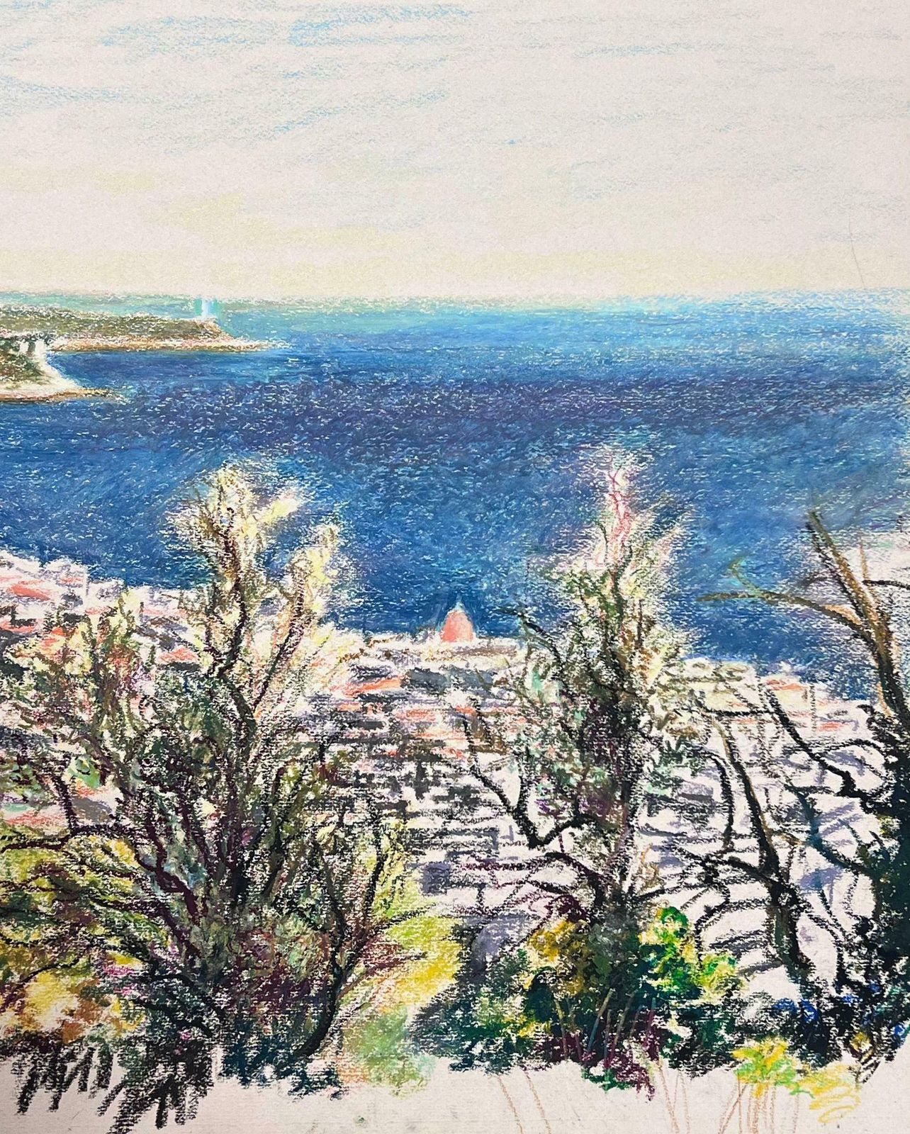 Josine Vignonlarge 1970's French Impressionist Pastel Côte D'azur Nice Landscape1977 photo buy