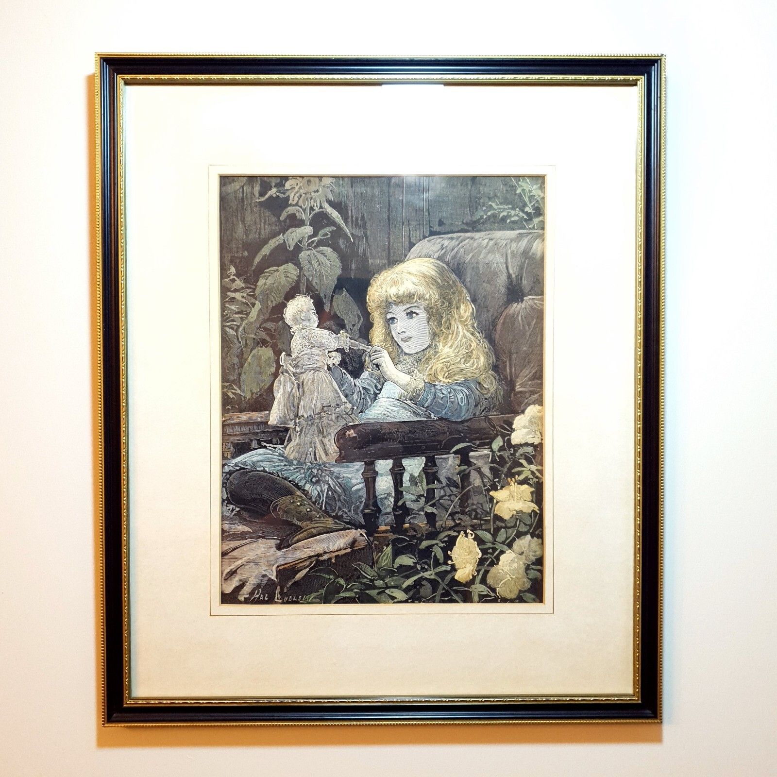 Hand Coloured Print On Hal Ludlow Print 'Dolly, Isn't Christmas Jolly? 1883 photo furniture