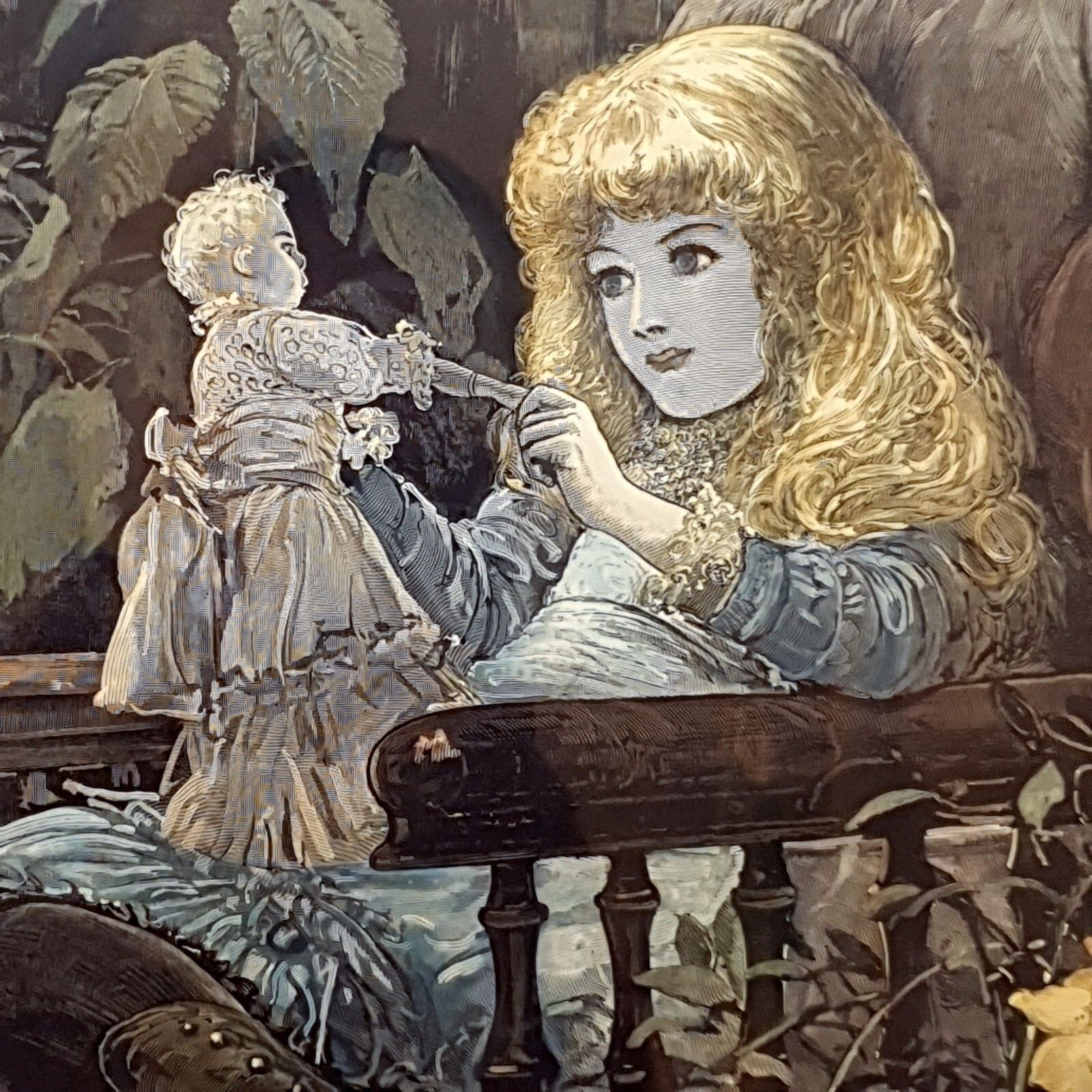 Hand Coloured Print On Hal Ludlow Print 'Dolly, Isn't Christmas Jolly? 1883 photo vinterior
