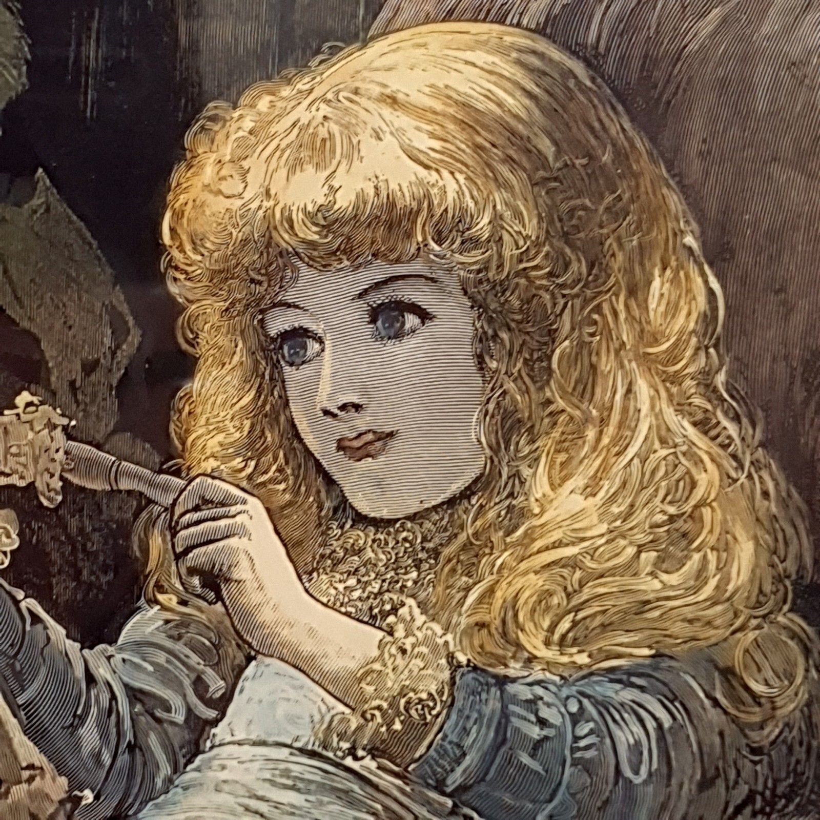 photo furniture Hand Coloured Print On Hal Ludlow Print 'Dolly, Isn't Christmas Jolly? 1883