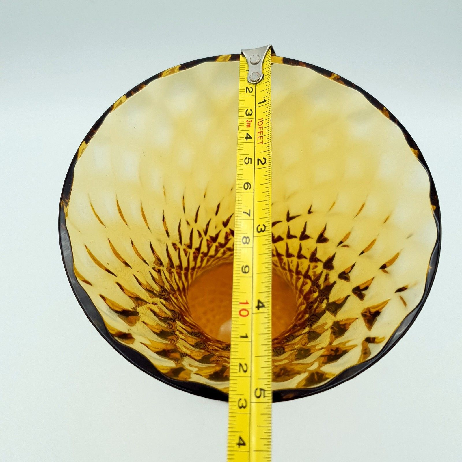 photo vinterior Vintage Bohemia Glass Amber Diamond Cut Vase Made In Czechoslovakia, 1960s 70s