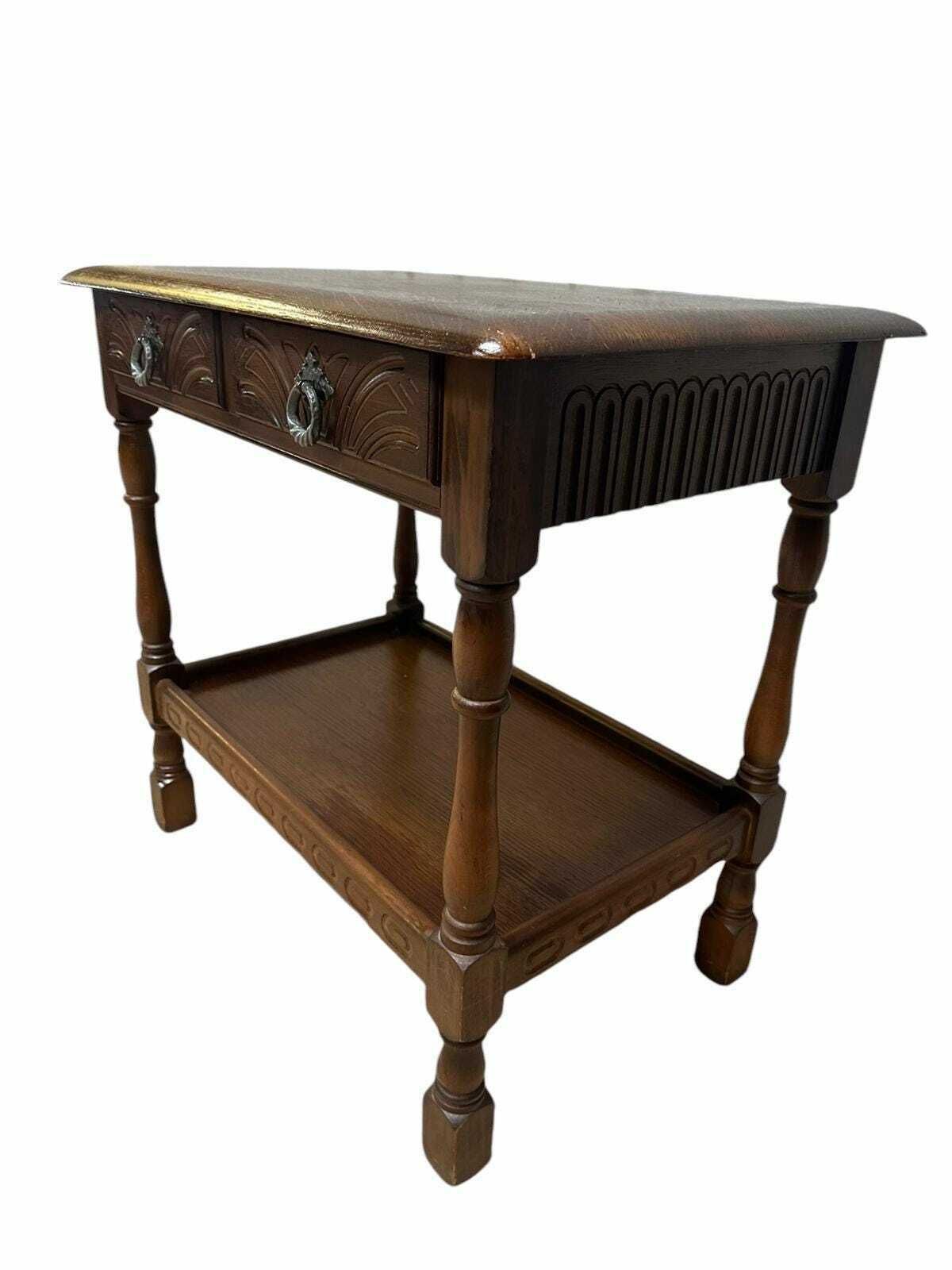Vintage Jacobean Style Dark Side Table / Made In England C1960 photo for sale