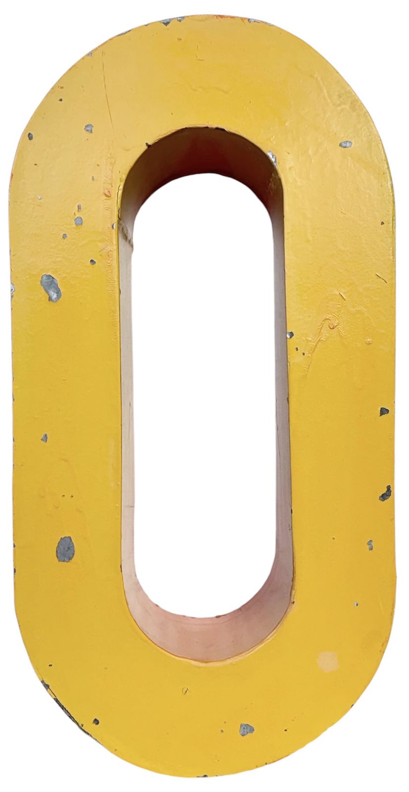 Large Vintage Yellow Iron Facade Letter O, 1960s