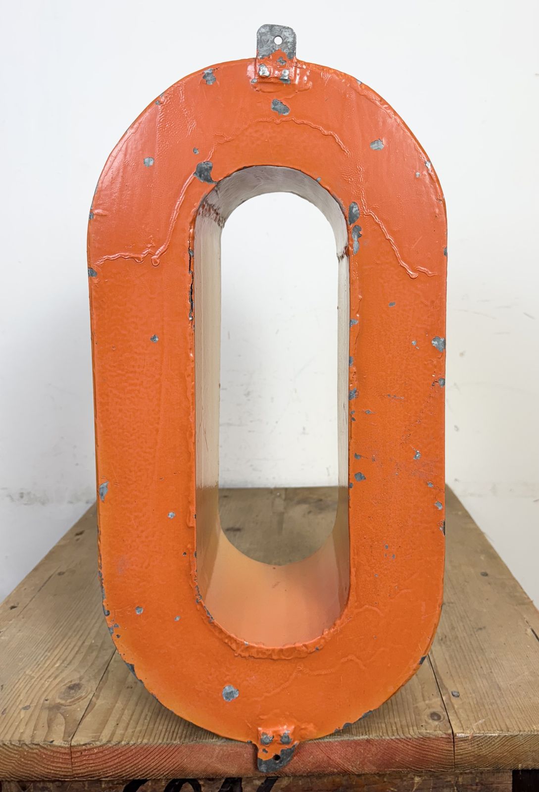 Home Decor Large Vintage Yellow Iron Facade Letter O, 1960s photo