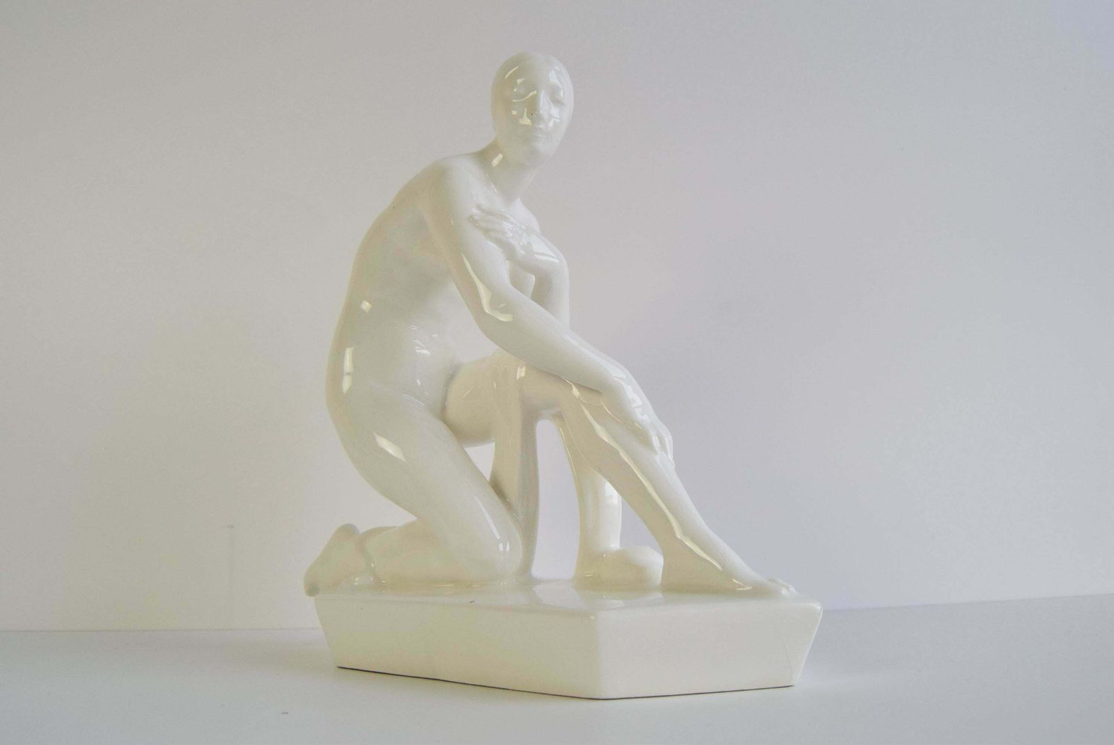 Ceramic Sculpture Of A Naked Woman By Hubert Kovařík/Svitavka, Circa 1920's. photo furniture