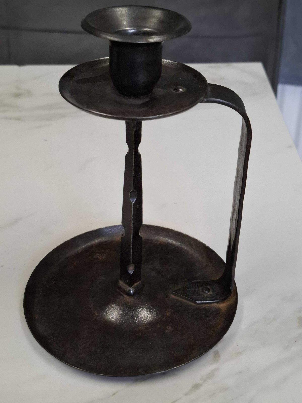 Antique Iron Arts And Crafts German Made Candle Chamber Stick