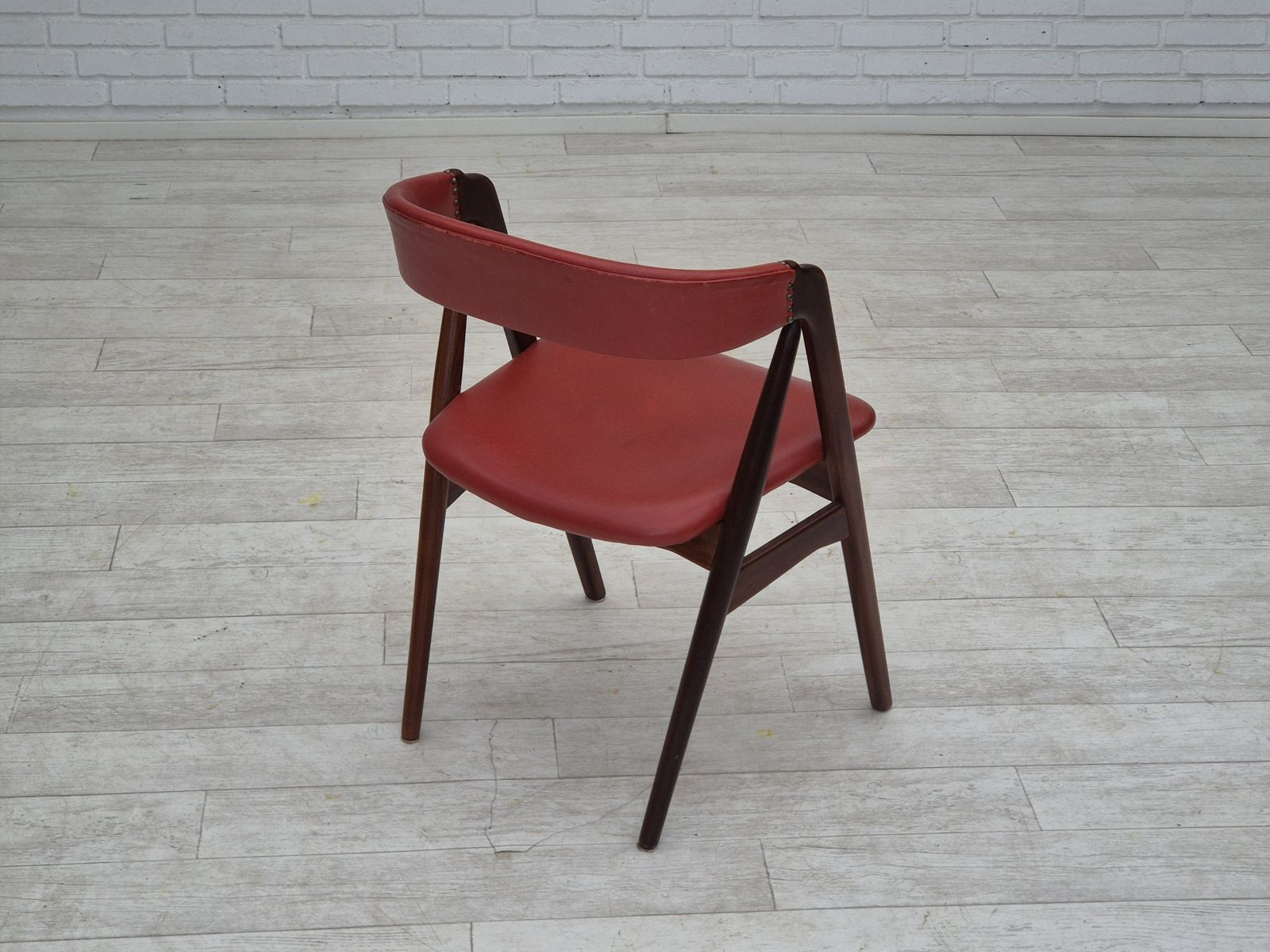 photo buy 1960s, Danish Chair By Farstrup, Original Condition, Solid Teak Wood, Leather.