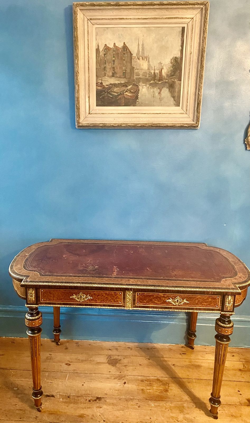 A Fine 19th Century French Style Calamander And Amboyna Ormolu Mounted Writing Desk photo Furniture