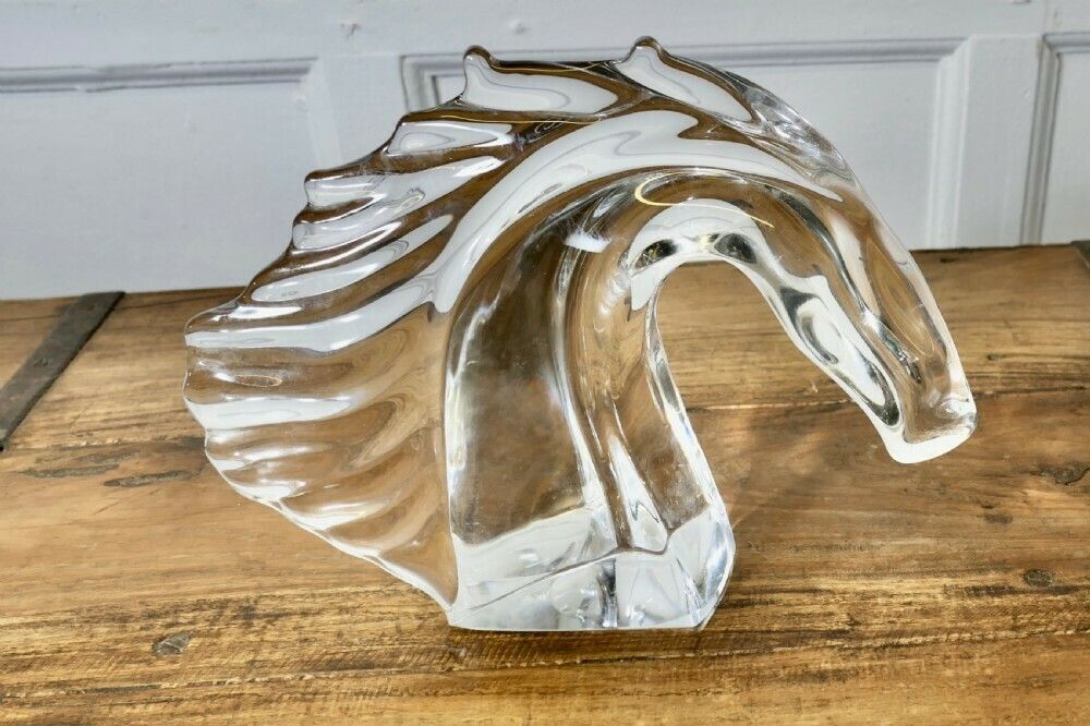 An Elegant Crystal Head Of A Horse Signed By Daum Of Nancy France photo 414.0