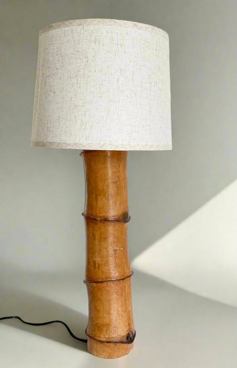 Organic Bamboo Table Lamp Large Mid Century Modern Style photo 795.0