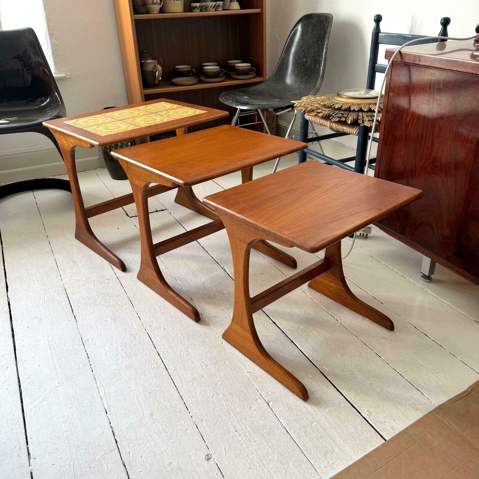 A Super Set Of 1960s Teak And Tiled In Kofod Larsen G Plan Nest Of Tables photo vintage