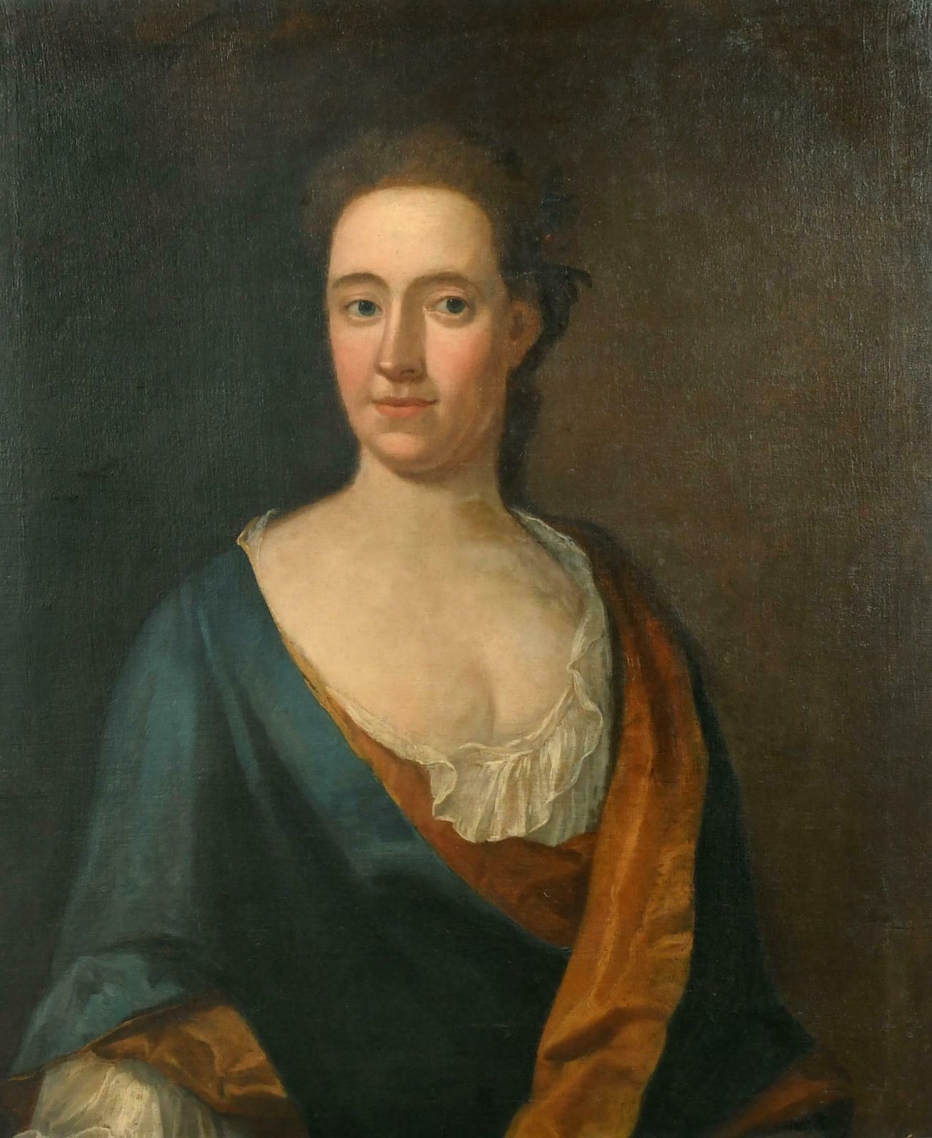 Fine 18th Century British Portrait Of An Aristocratic Lady, Large Oil Paintingmid 18th Century