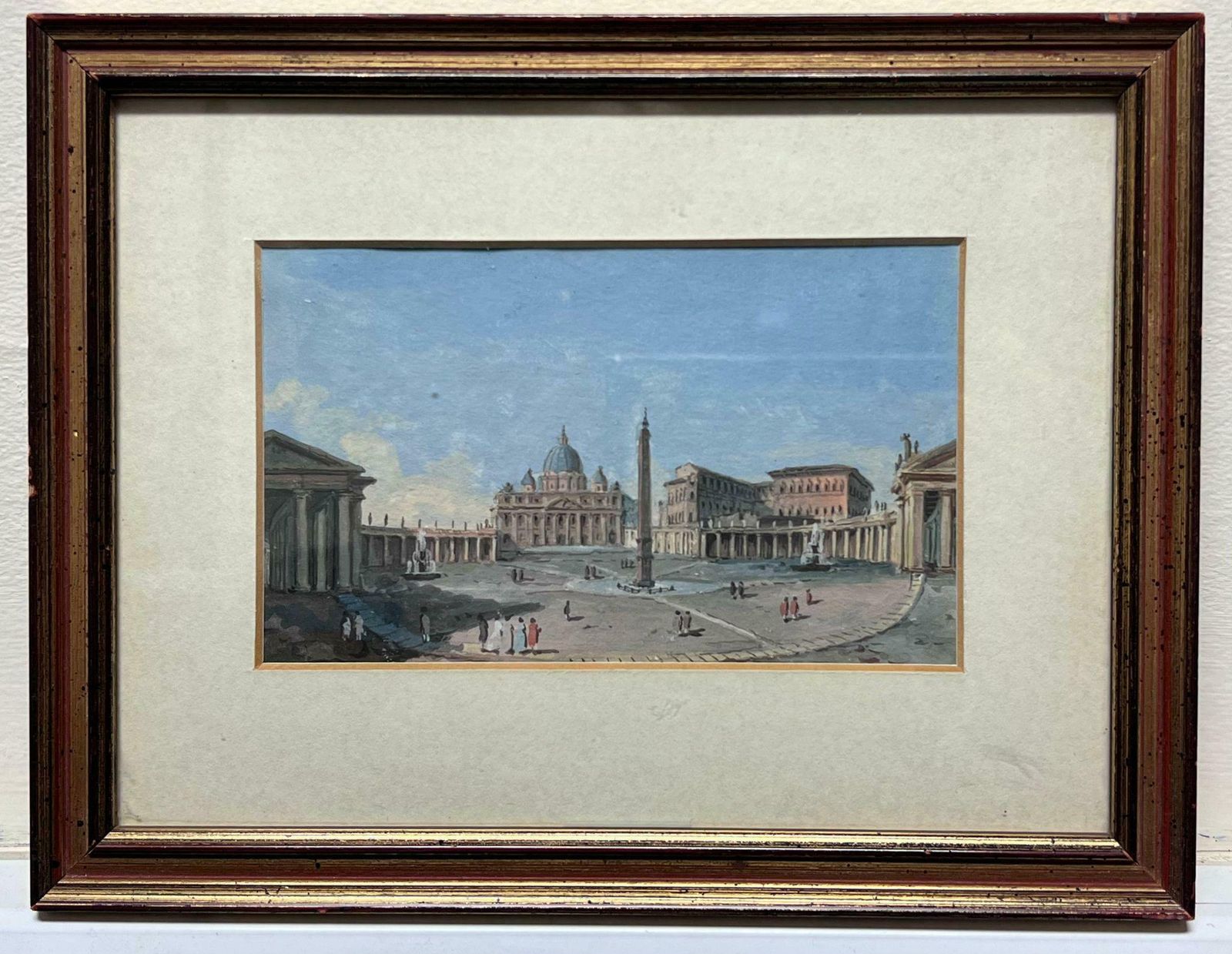 Italianst. Peter's Square Vatican View Early 19th Century Grand Tour Gouache On Paper photo furniture