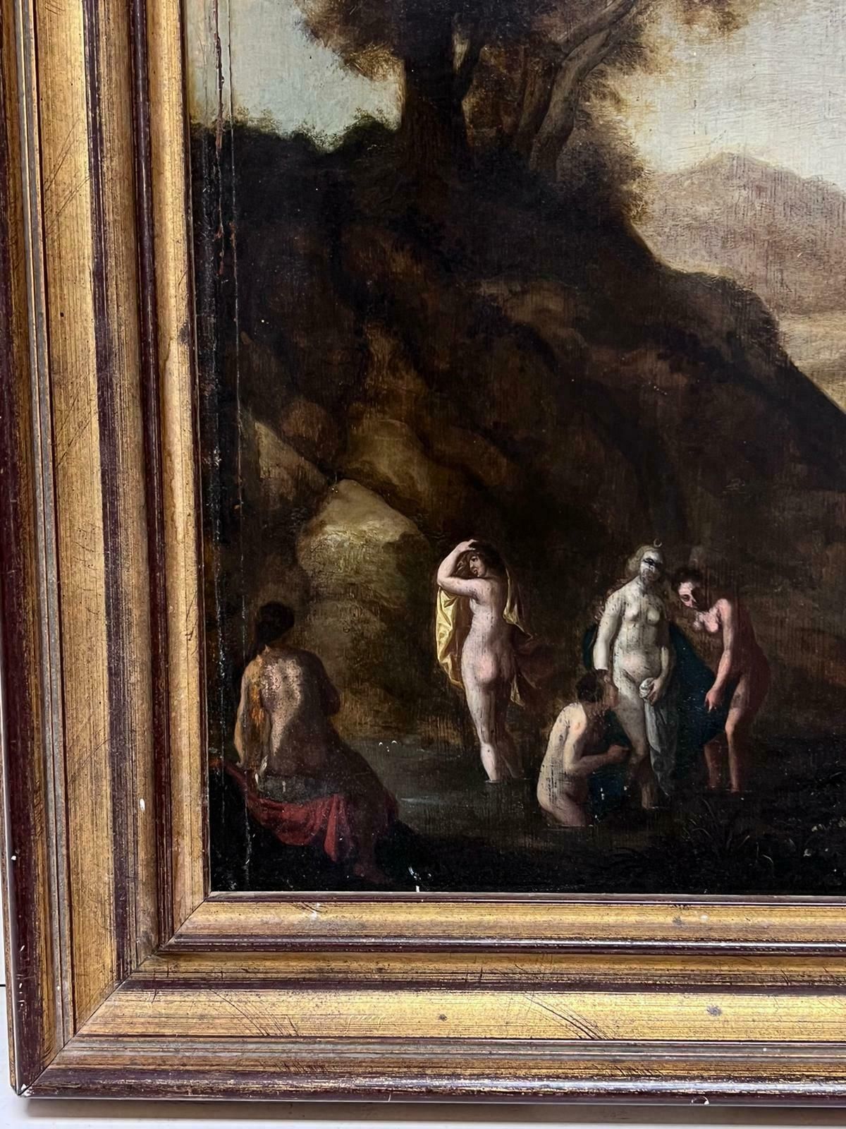French Old Master 17th Century1600's French Old Master Oil Painting Nude Figures In Landscape Oil On Panel photo Art