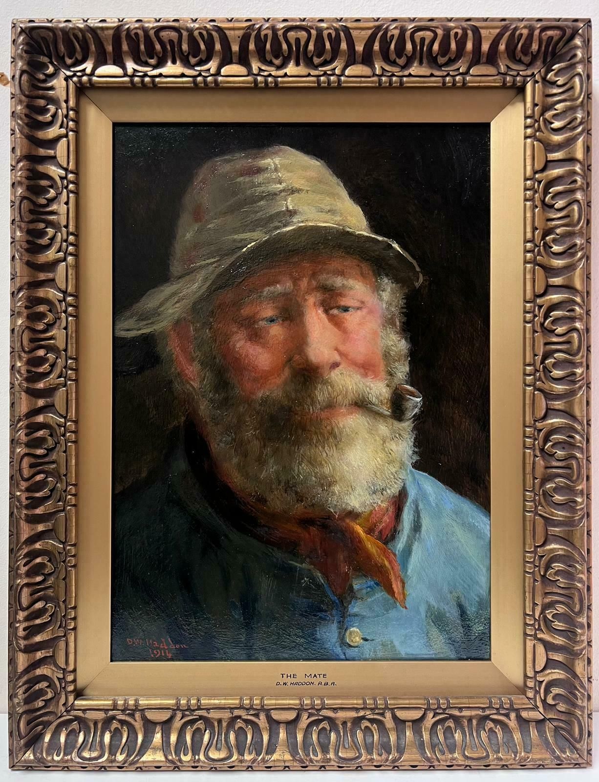 David W. Haddonthe Cornish Fisherman Antique English Signed Oil Painting Portrait Of Sea Man1914 photo furniture