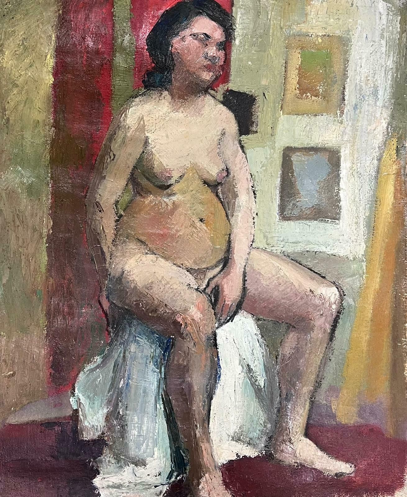 Josine Vignon1950s French Post Impressionist Nude Lady Artists Model Painting1950s