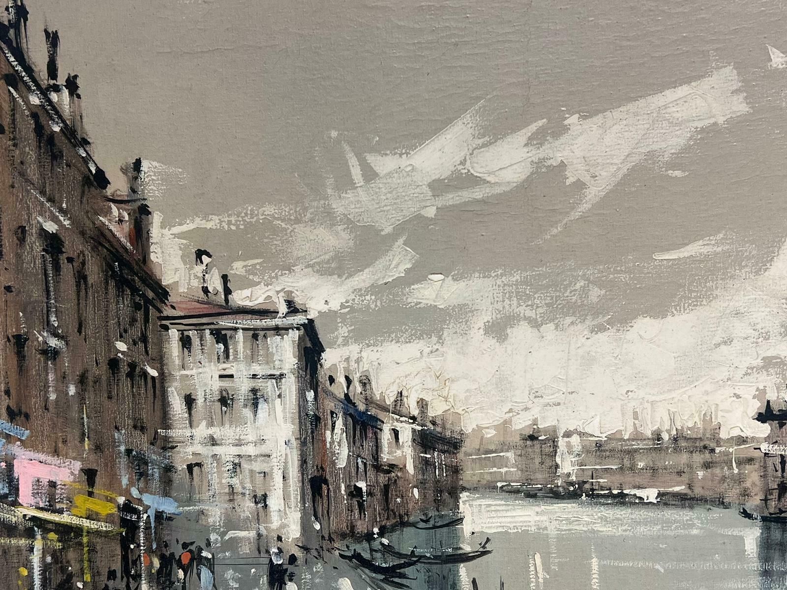 Alvarezlarge 1960's Modernist Signed Oil Painting Venice Grand Canal Atmospheric Work photo Art