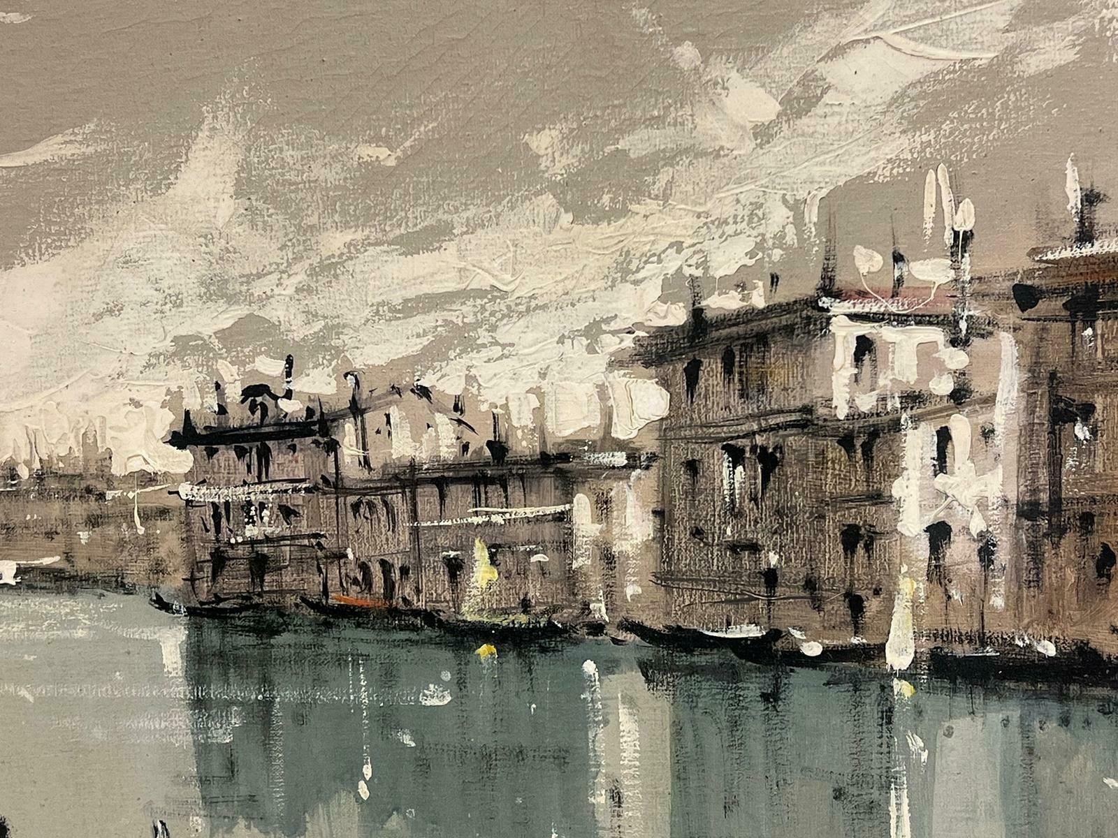 Alvarezlarge 1960's Modernist Signed Oil Painting Venice Grand Canal Atmospheric Work photo vinterior