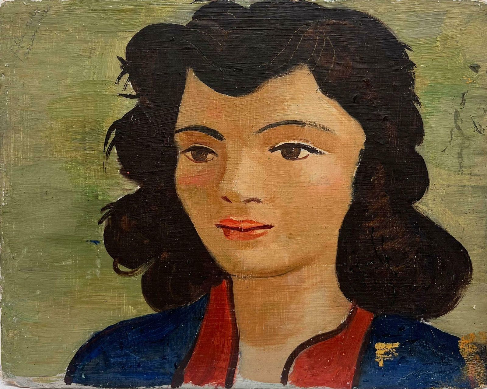Maurice Delaviermid 20th Century Stylish Portrait Of A Young Lady French Oil Painting1950's