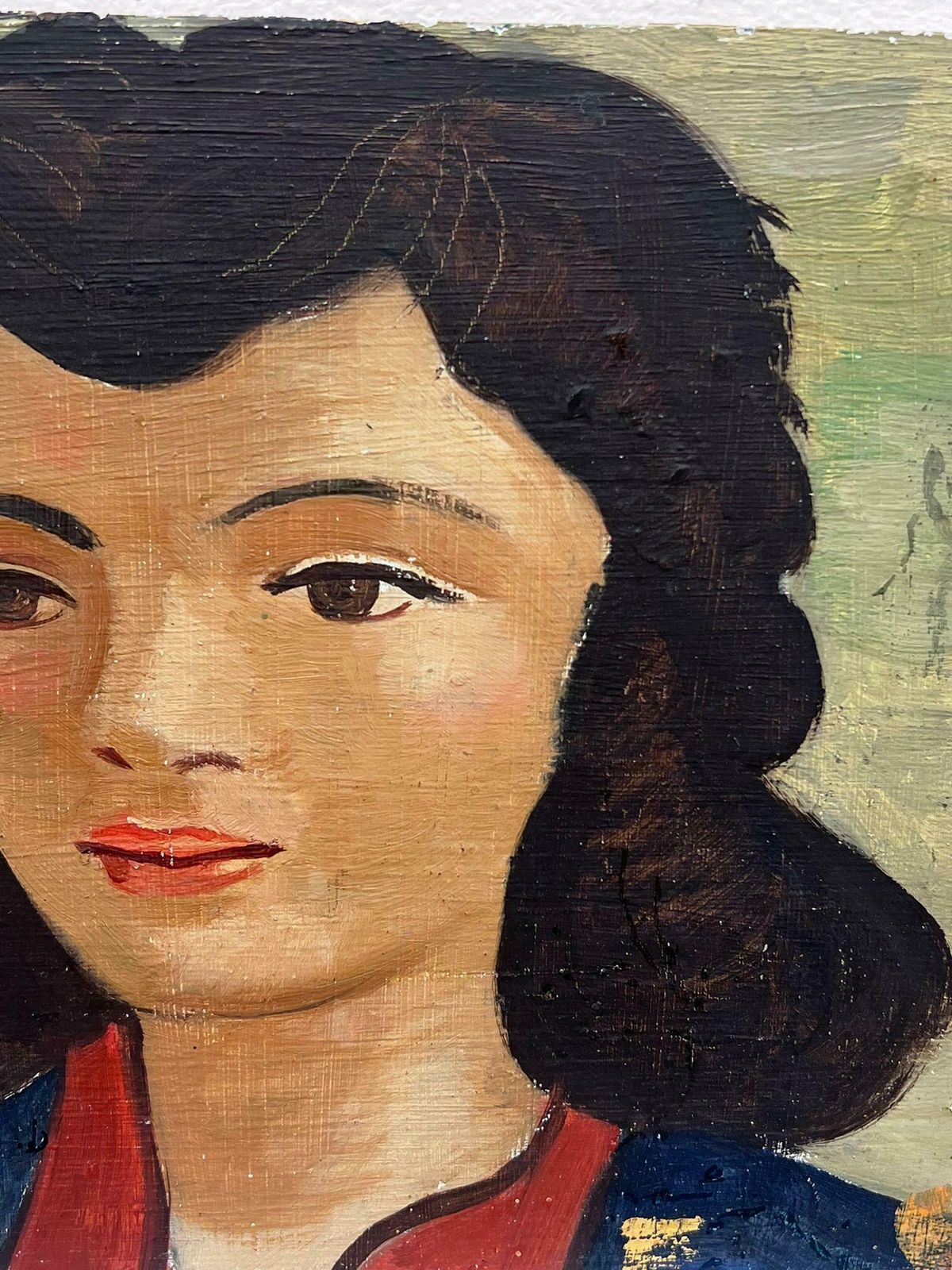 Maurice Delaviermid 20th Century Stylish Portrait Of A Young Lady French Oil Painting1950's photo Art