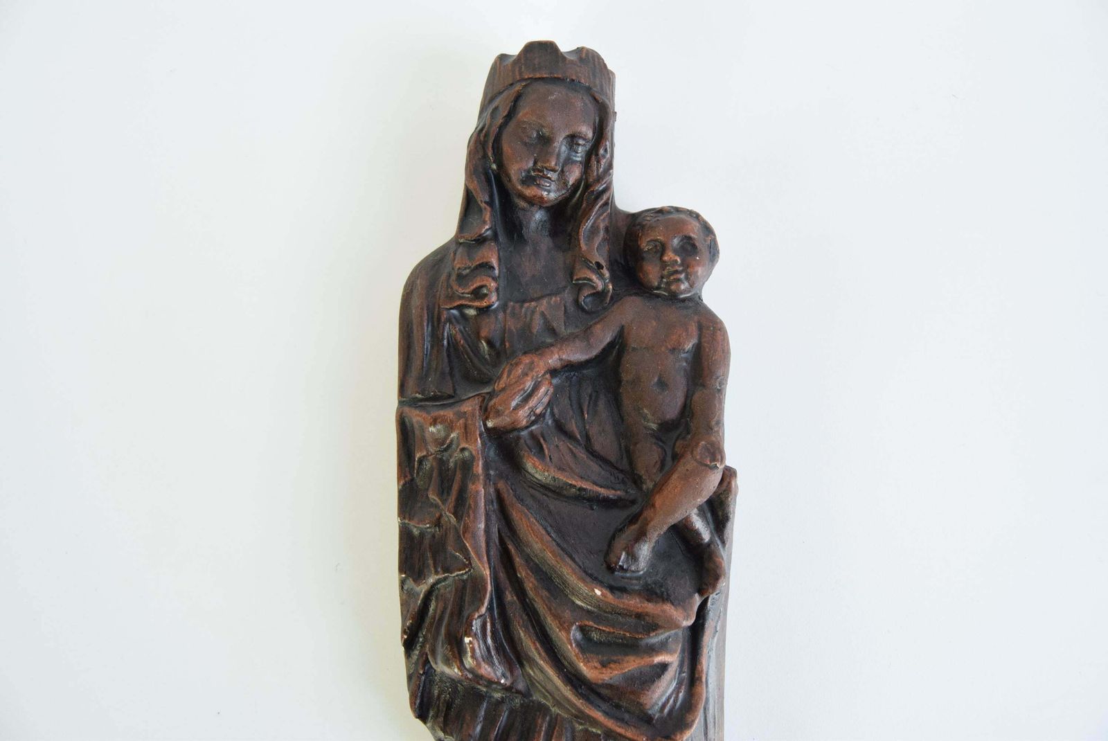 Wall Sculpture Of The Madonna And Child, Circa 1930 photo for sale