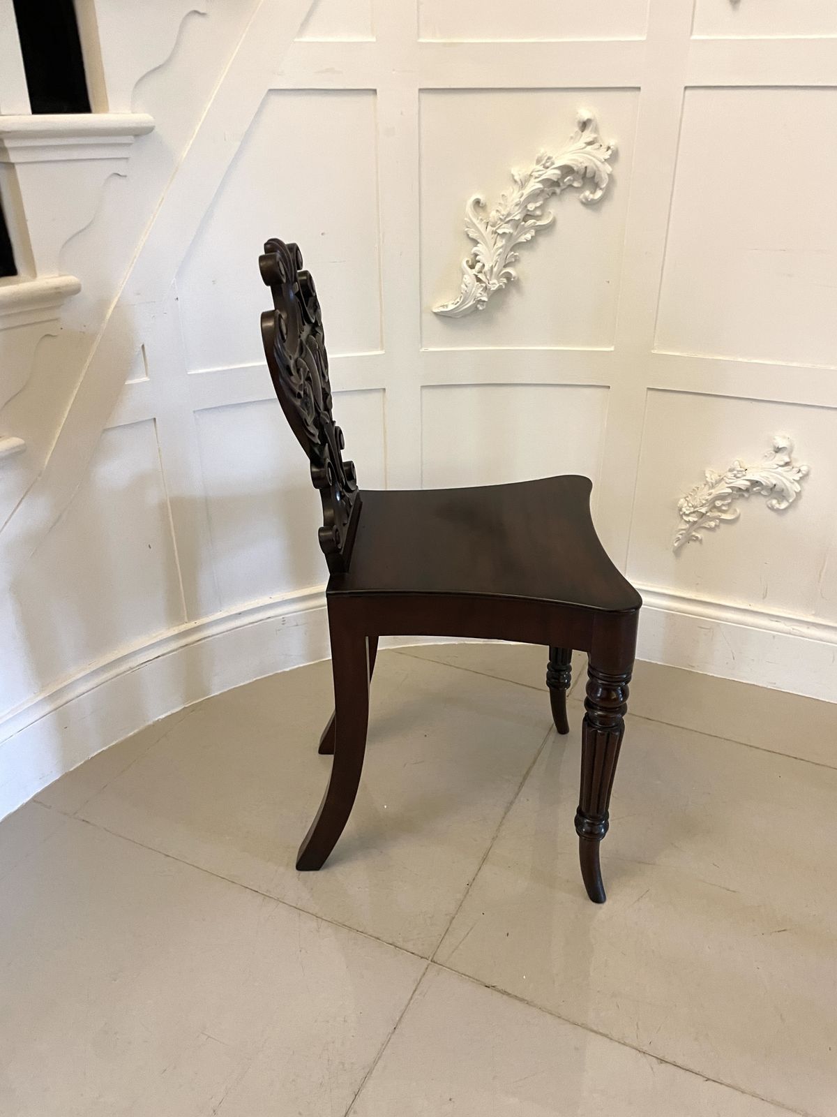 photo buy Outstanding Quality Pair Of Antique 19th Century Carved Mahogany Hall Chairs